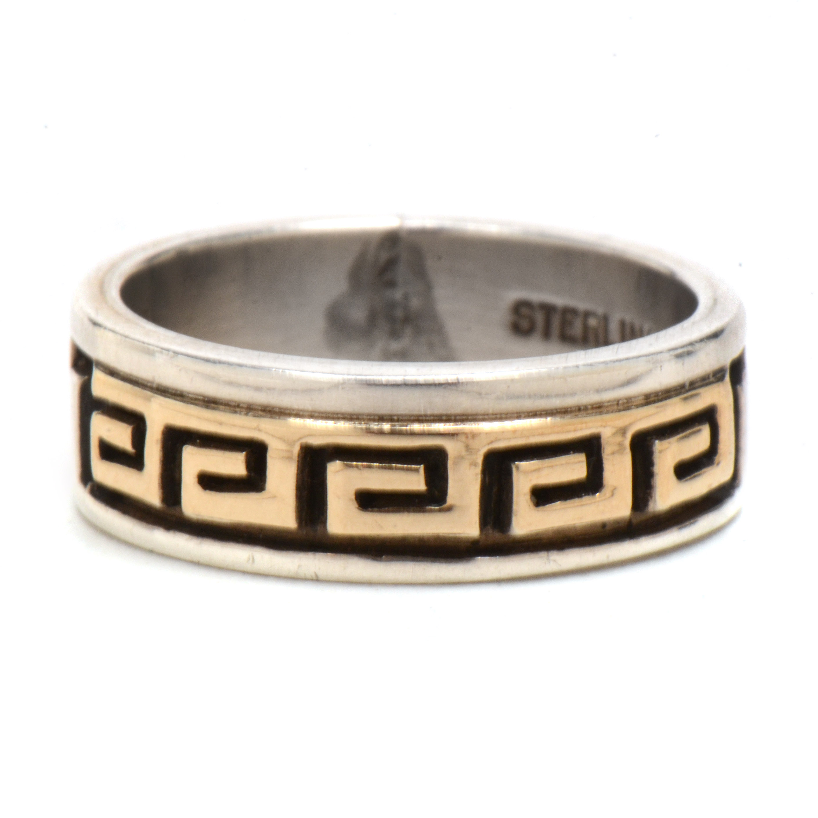 Rhoda Jack Signed Navajo Sterling and 14K Yellow Gold Band