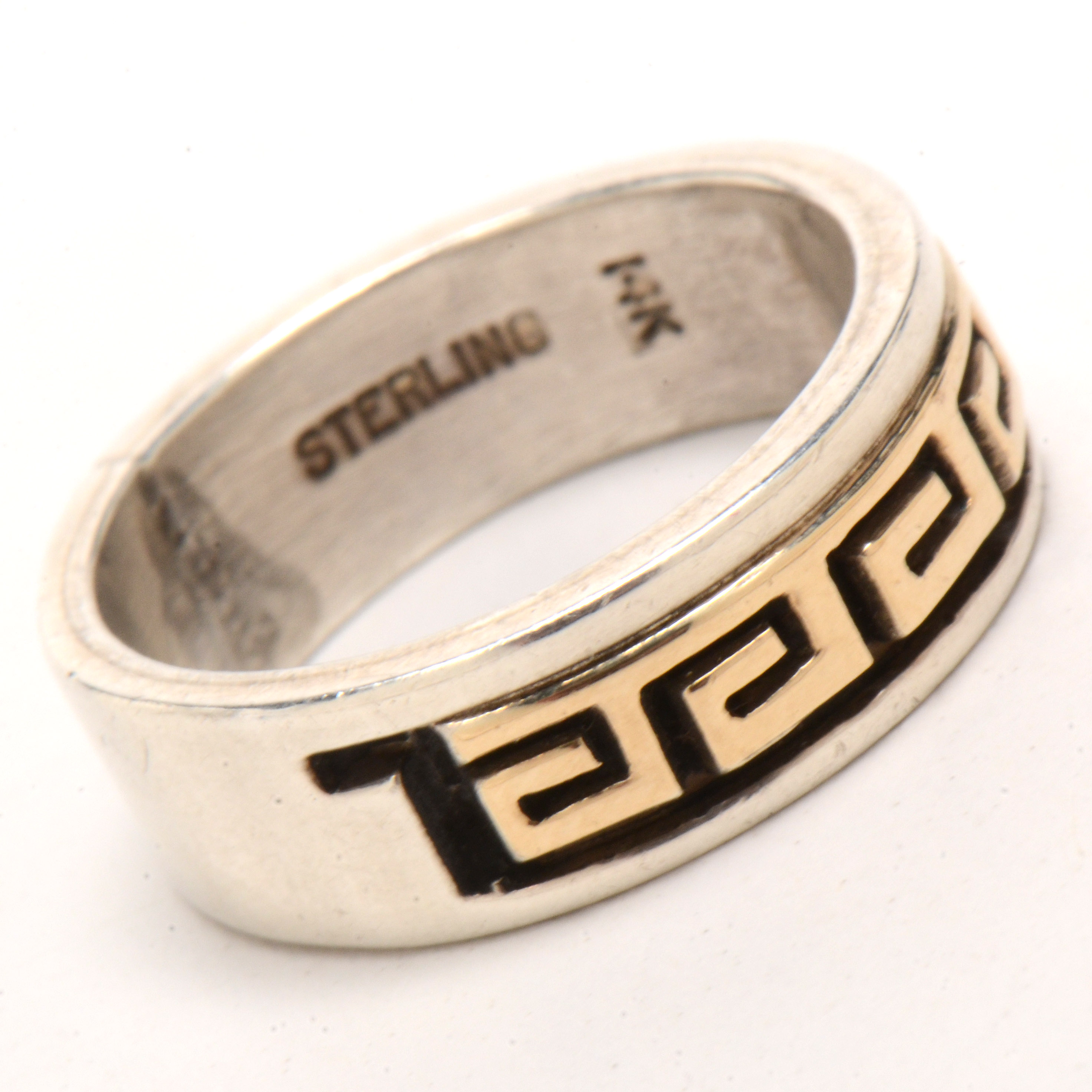 Rhoda Jack Signed Navajo Sterling and 14K Yellow Gold Band