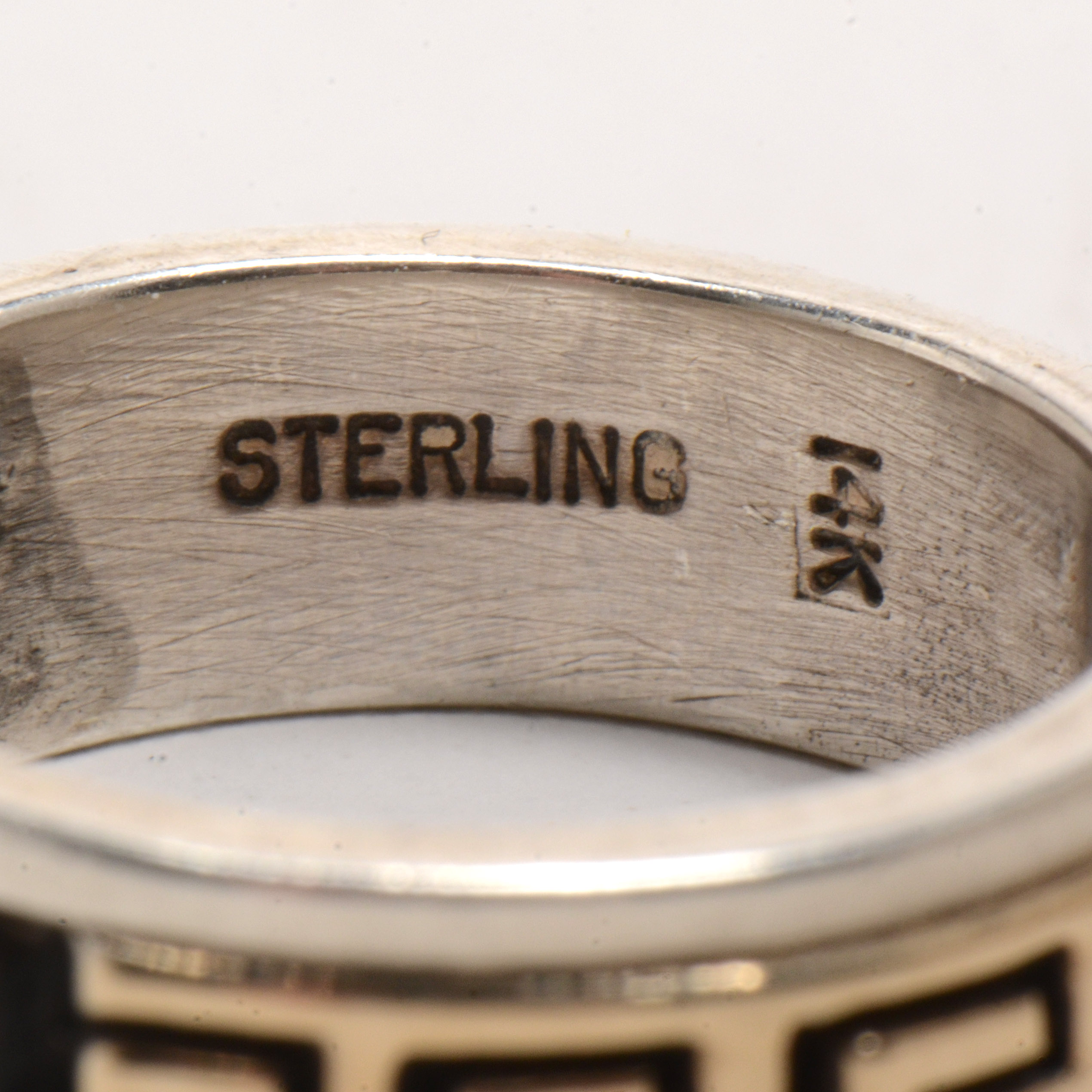 Rhoda Jack Signed Navajo Sterling and 14K Yellow Gold Band