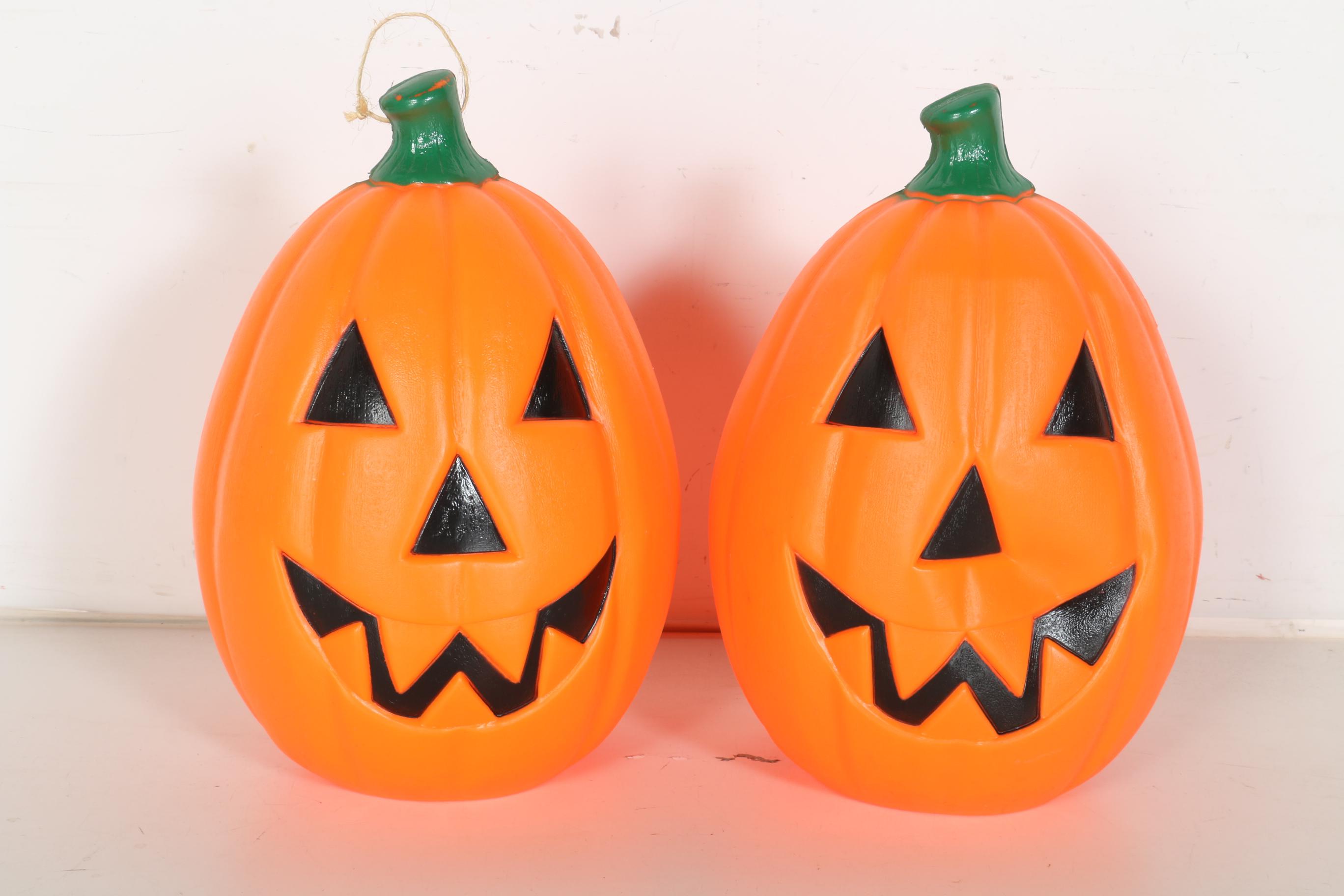 Group of Decorative Light Up Pumpkins