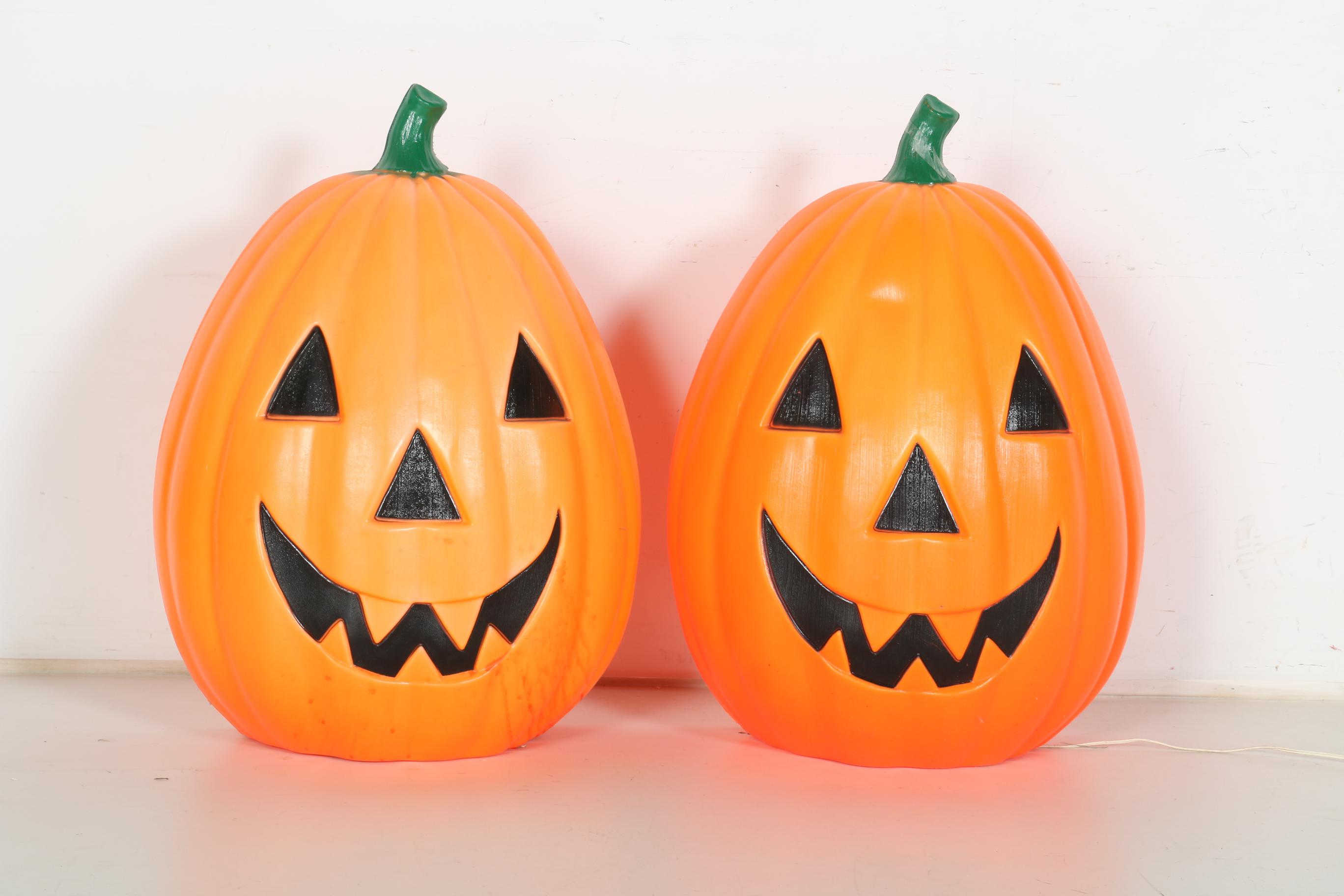 Group of Decorative Light Up Pumpkins
