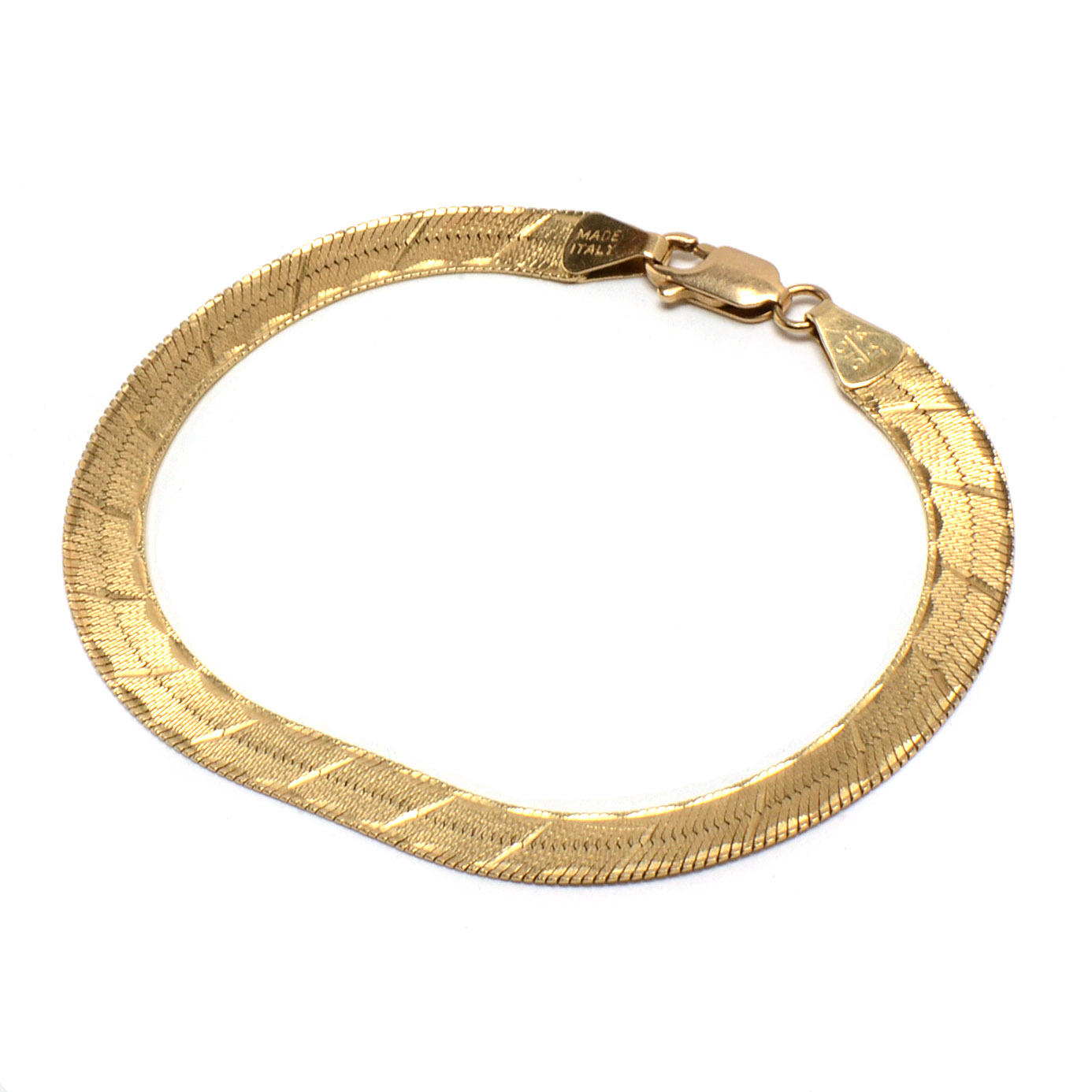 14K Yellow Gold Herringbone Chain Bracelet