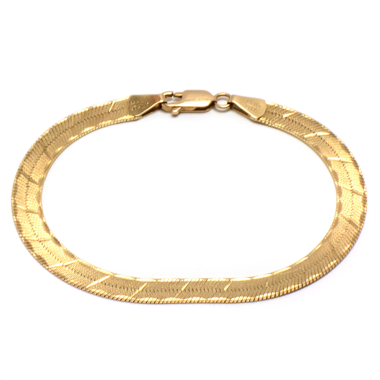 14K Yellow Gold Herringbone Chain Bracelet