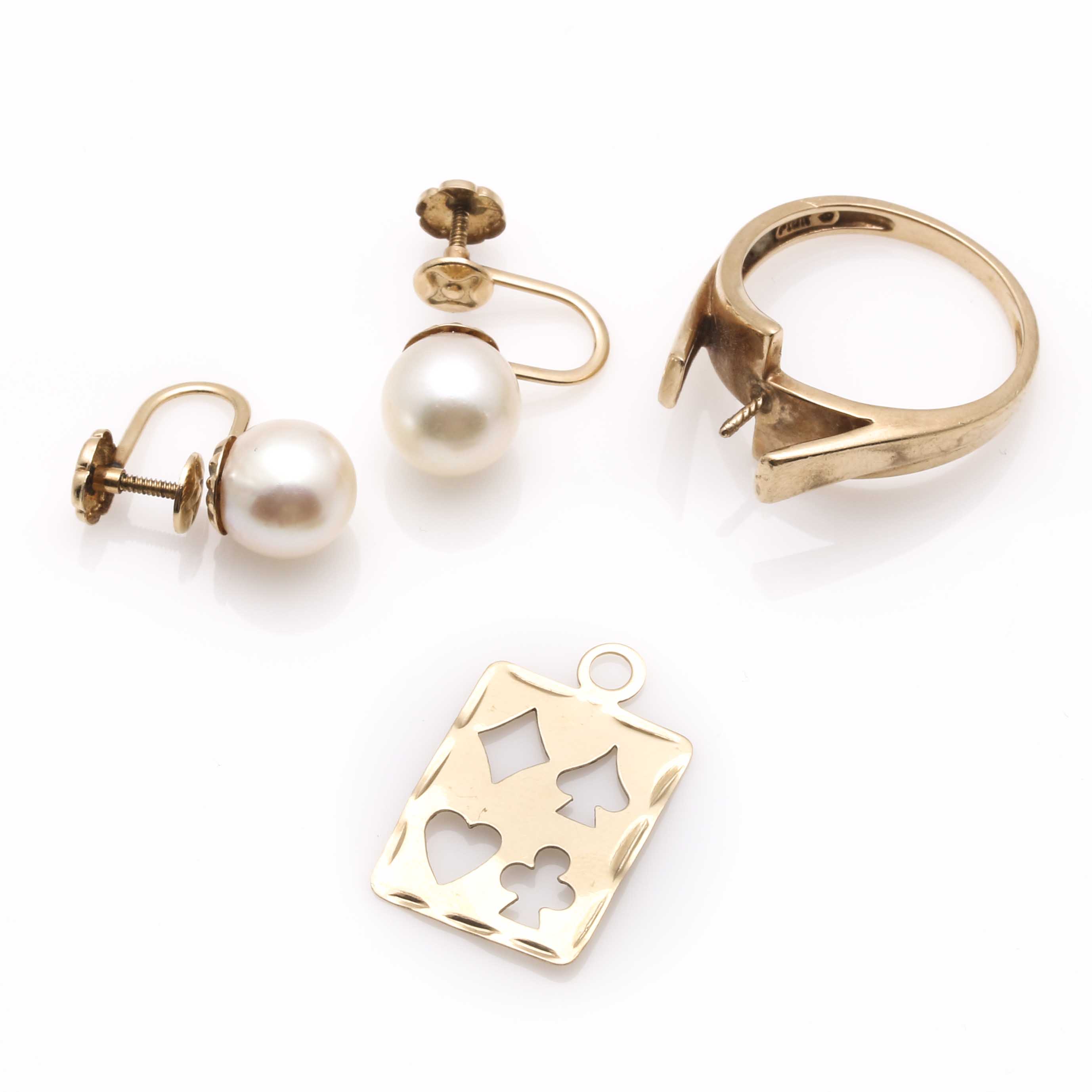 14K Yellow Gold Scrap Pieces With Pearls