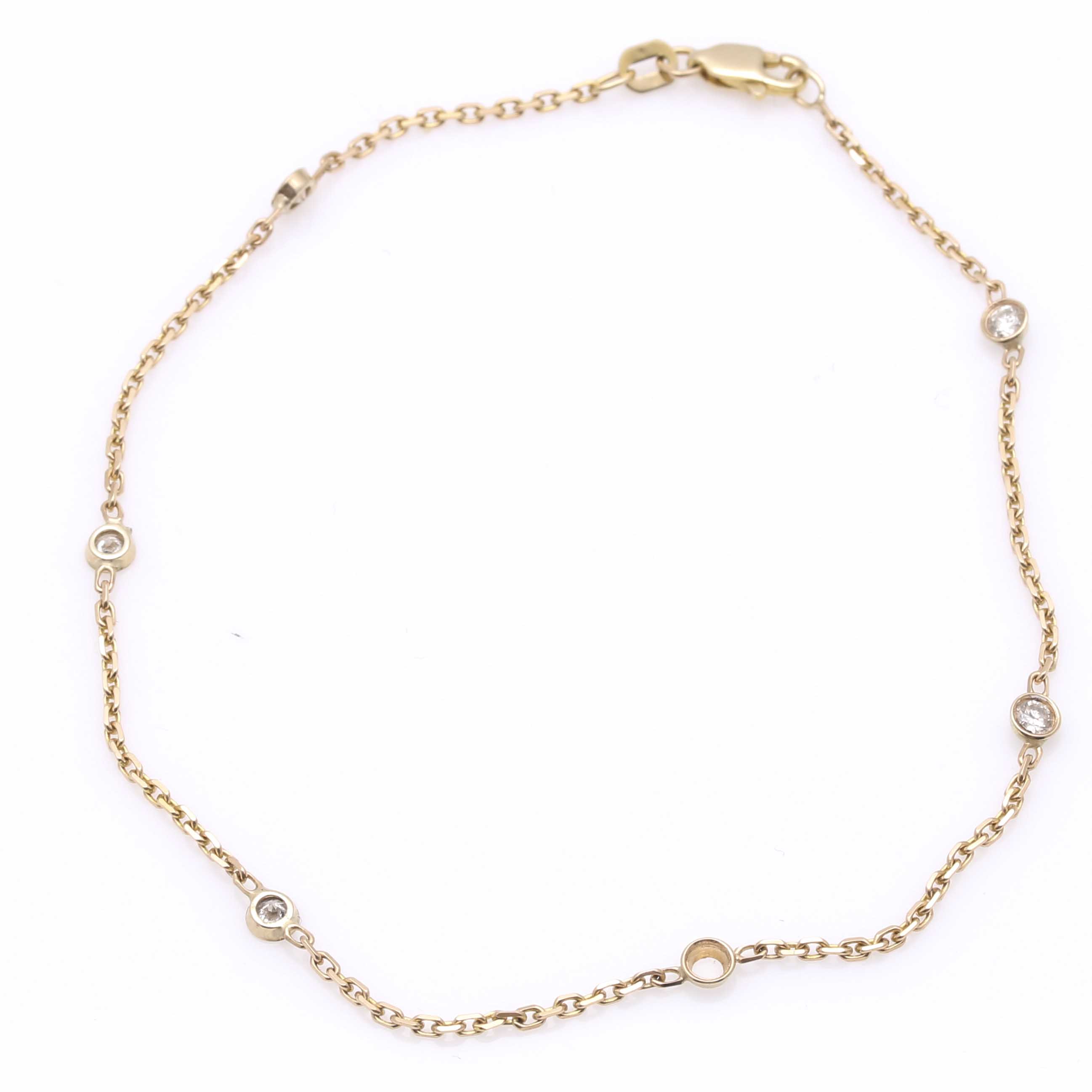 14K Yellow Gold Diamond Station Bracelet