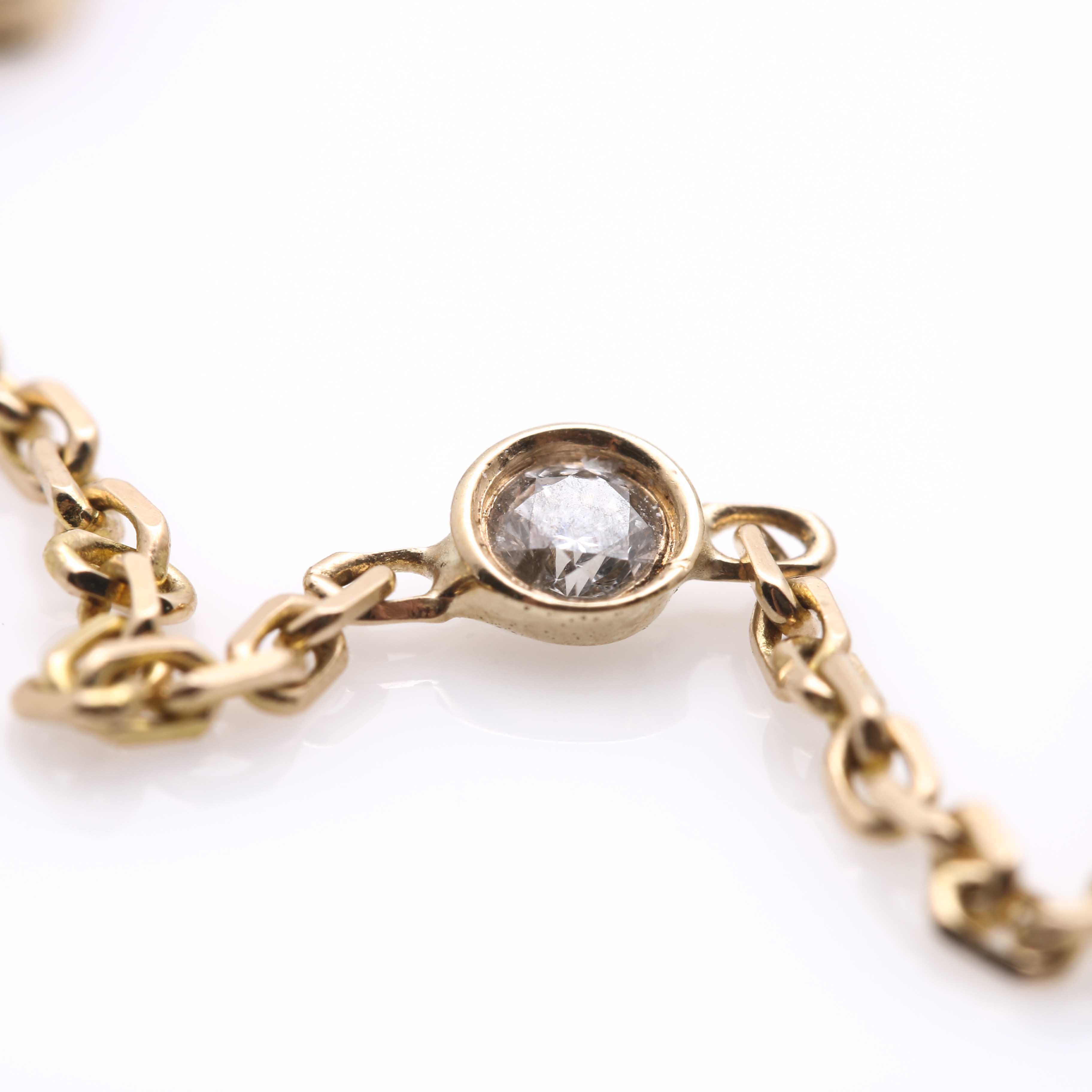 14K Yellow Gold Diamond Station Bracelet