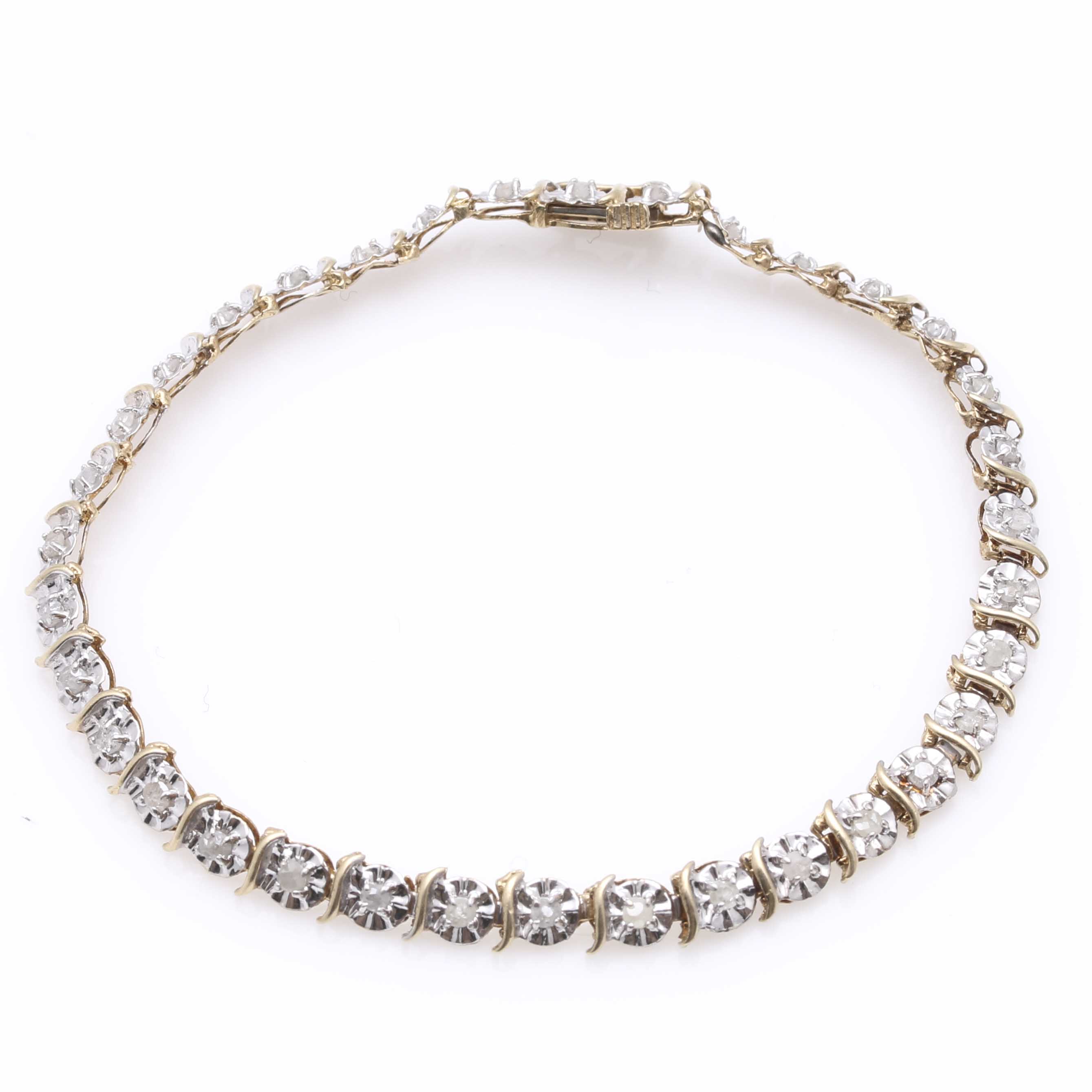 10K Yellow Gold Necklace and Diamond Tennis Bracelet