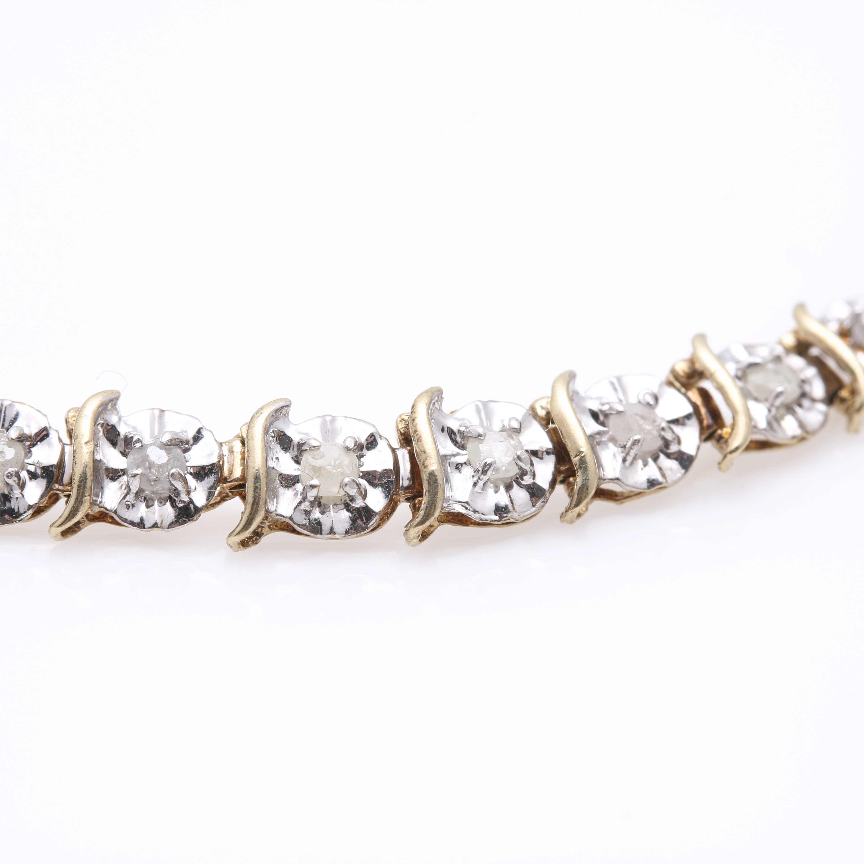 10K Yellow Gold Necklace and Diamond Tennis Bracelet