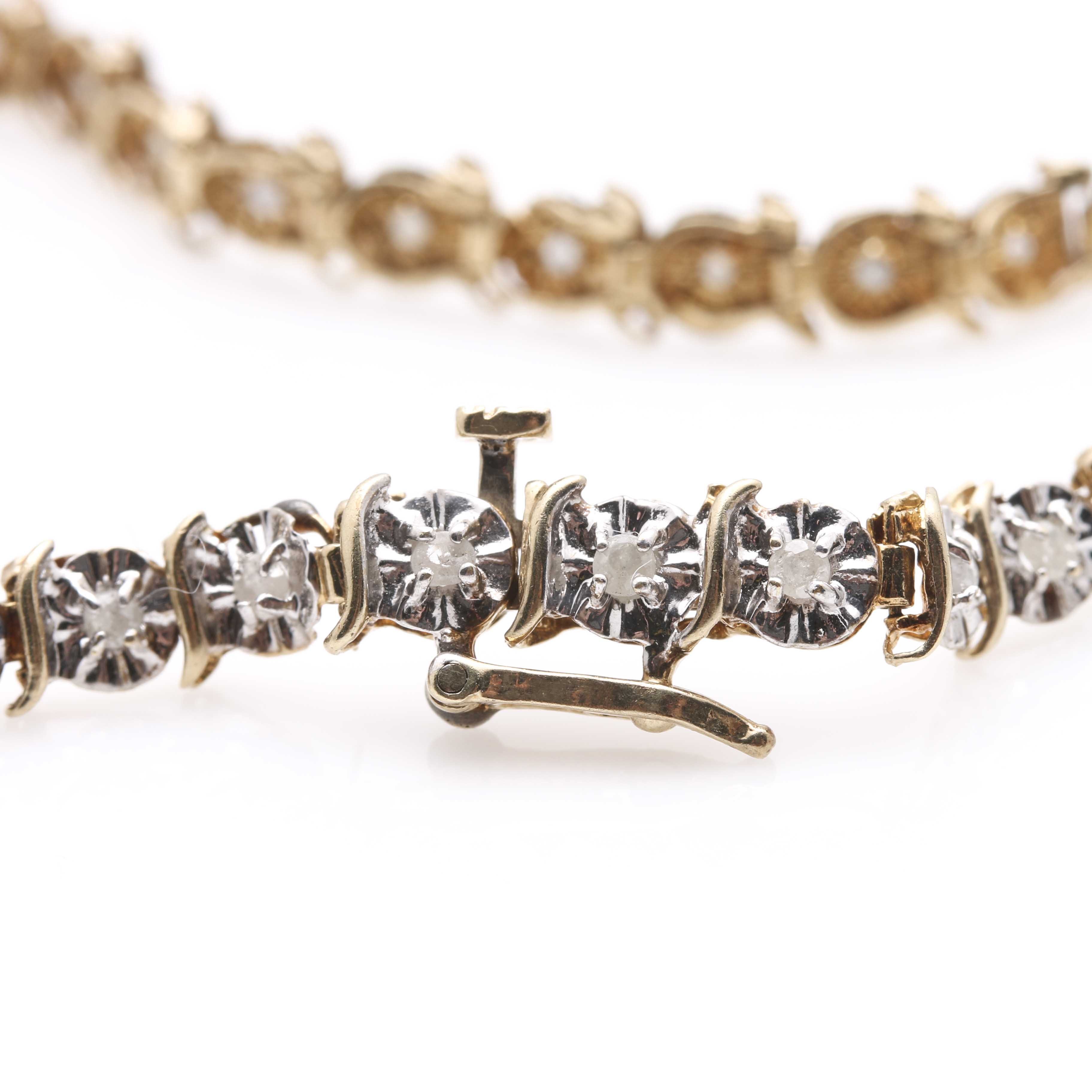 10K Yellow Gold Necklace and Diamond Tennis Bracelet