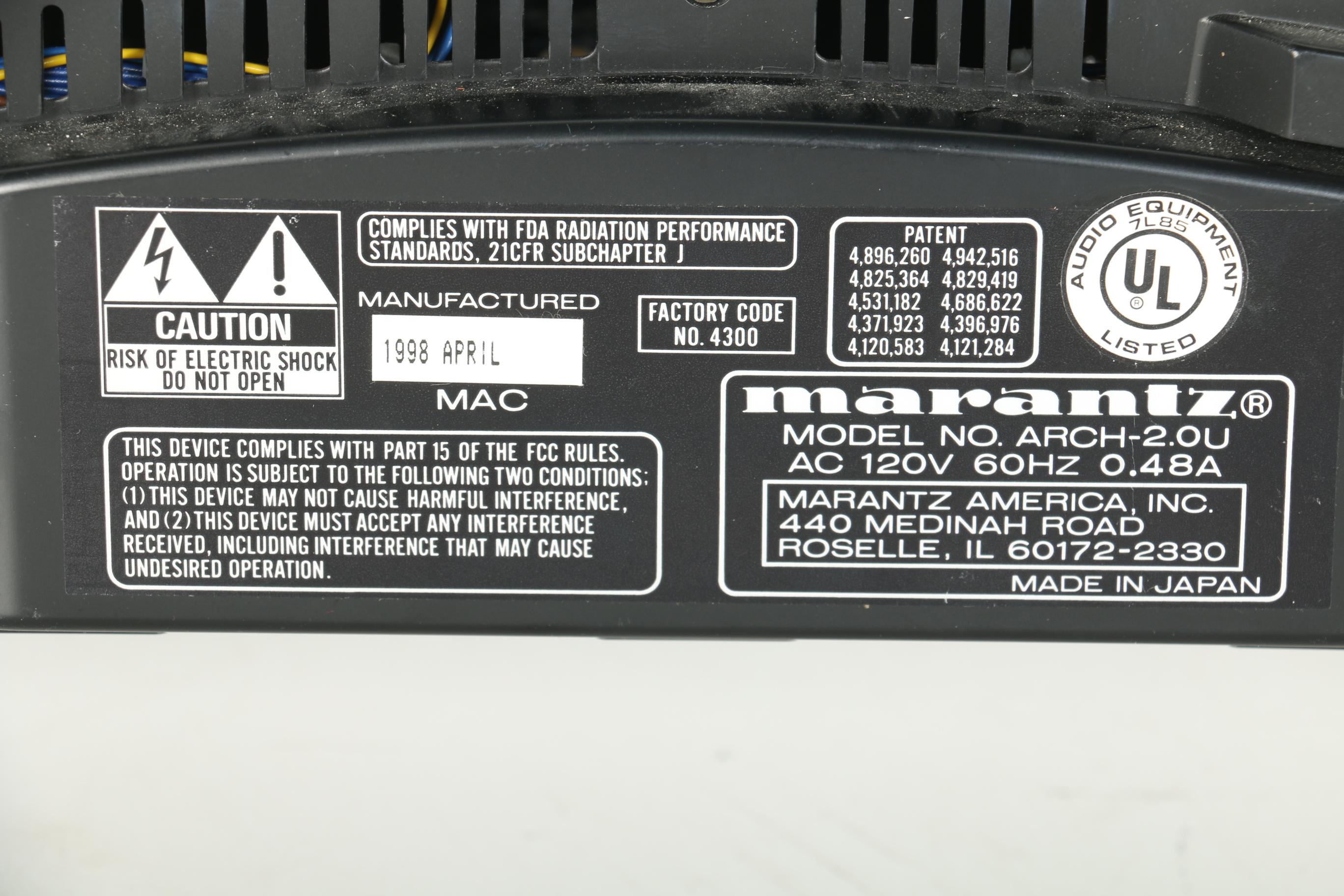 Marantz AM/FM Stereo CD Player and Speakers