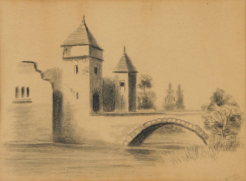 W. O'Meara Late 19th Century Charcoal Drawing on Paper Landscape