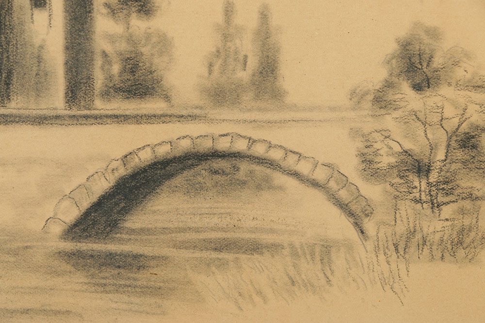 W. O'Meara Late 19th Century Charcoal Drawing on Paper Landscape