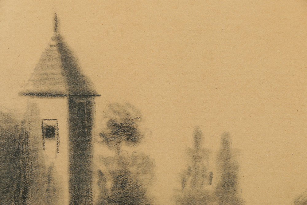 W. O'Meara Late 19th Century Charcoal Drawing on Paper Landscape