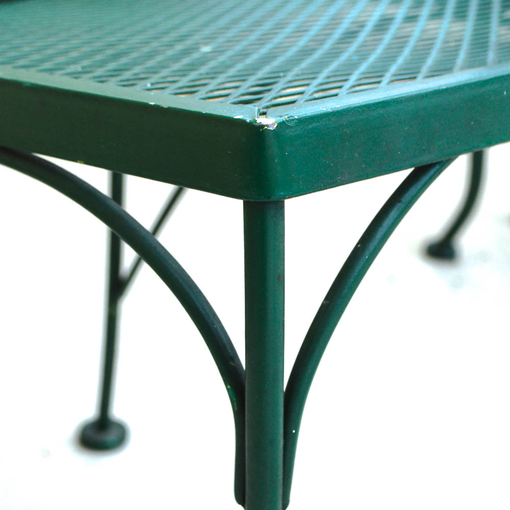 Vintage Woodard Glass Top Wrought Iron Table and Four Chairs