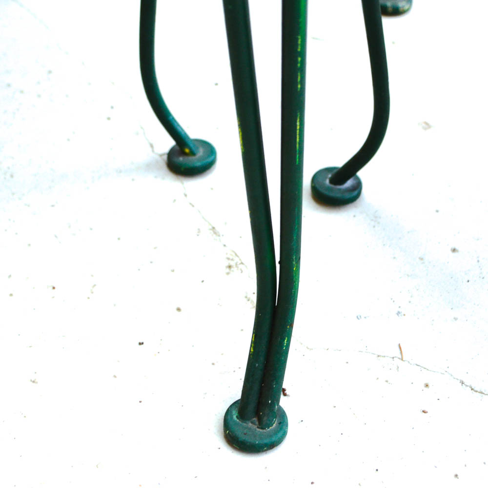 Vintage Woodard Glass Top Wrought Iron Table and Four Chairs