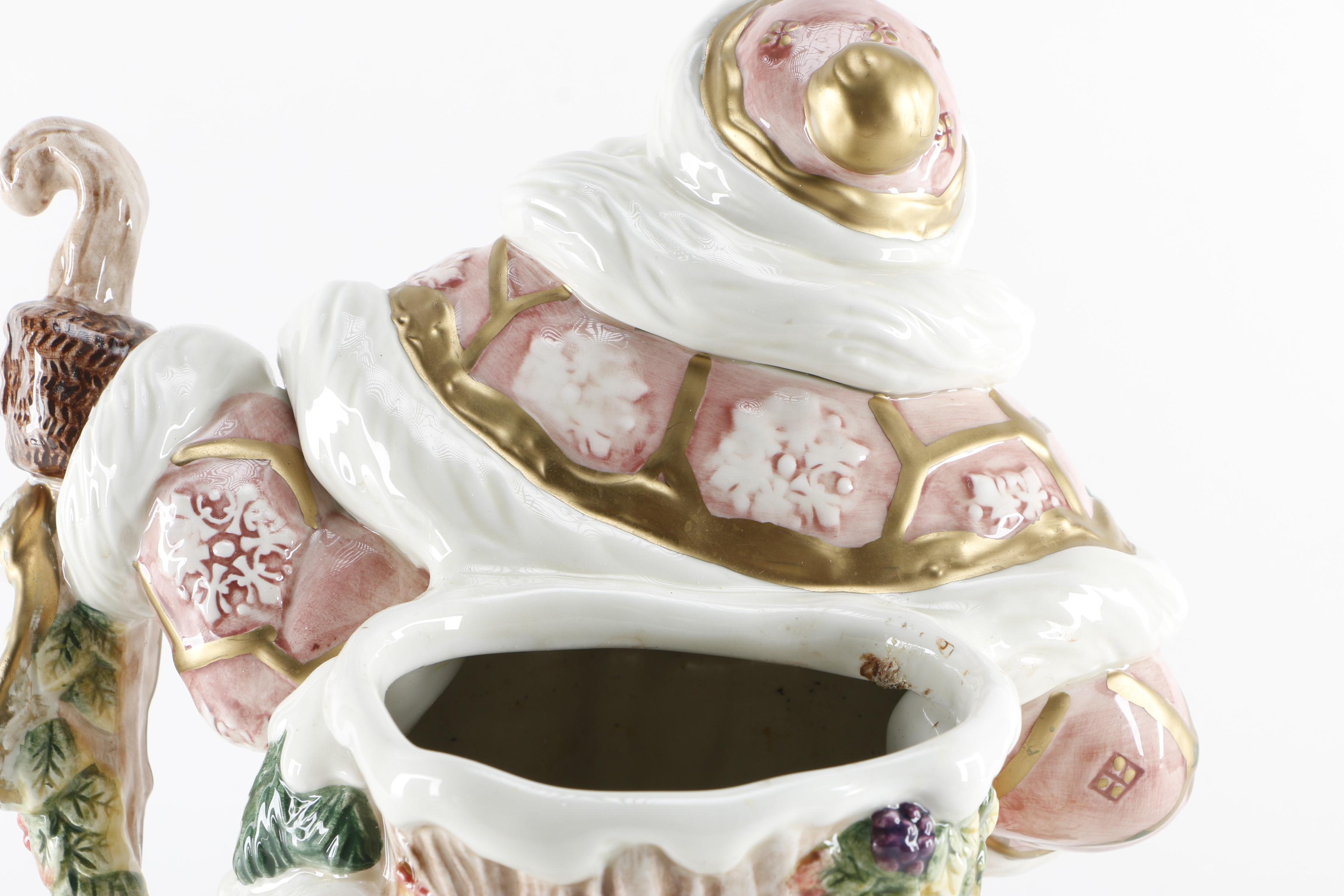 Fitz and Floyd "Snowy Woods" Vase and Santa Plush