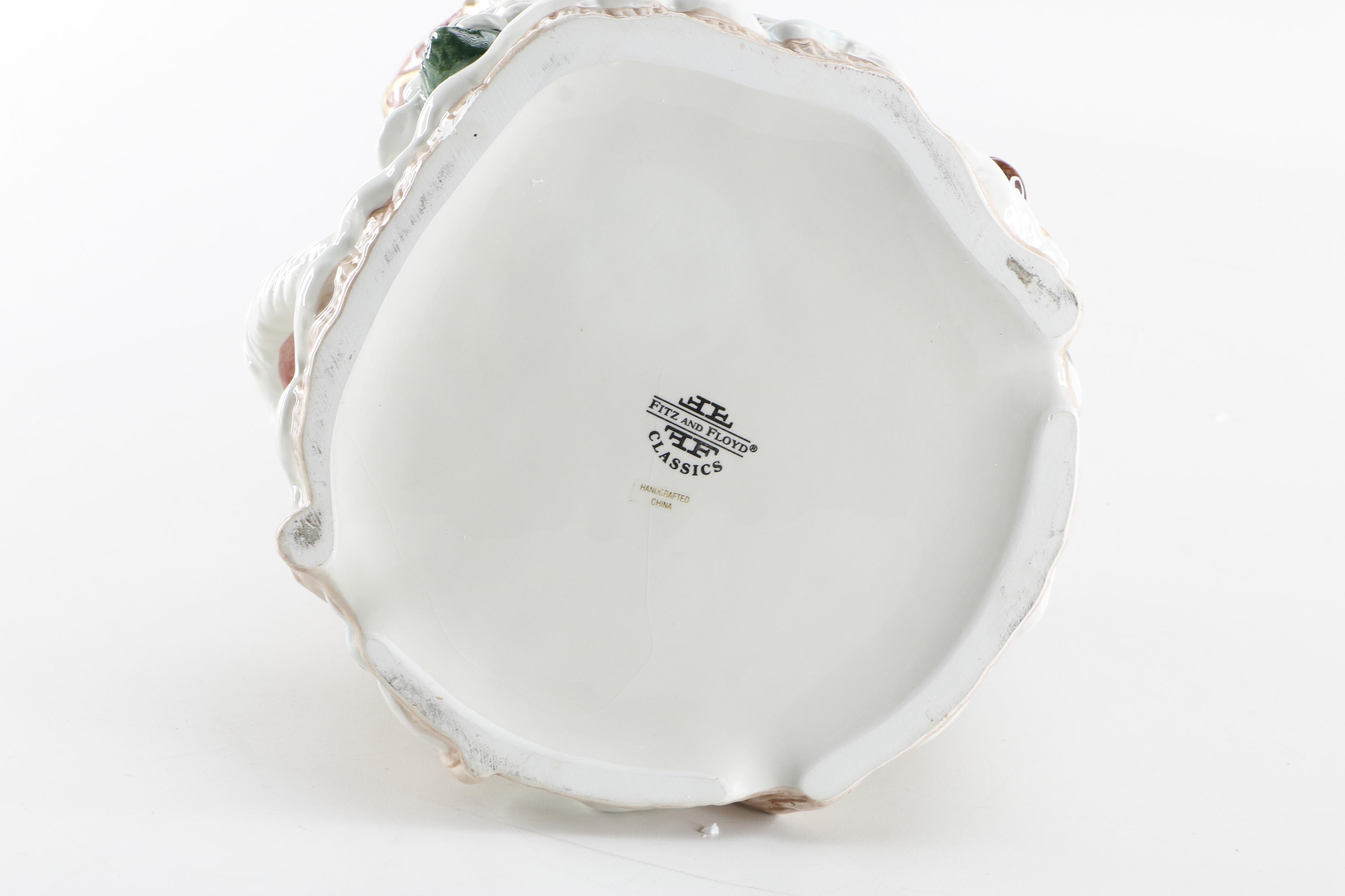 Fitz and Floyd "Snowy Woods" Vase and Santa Plush