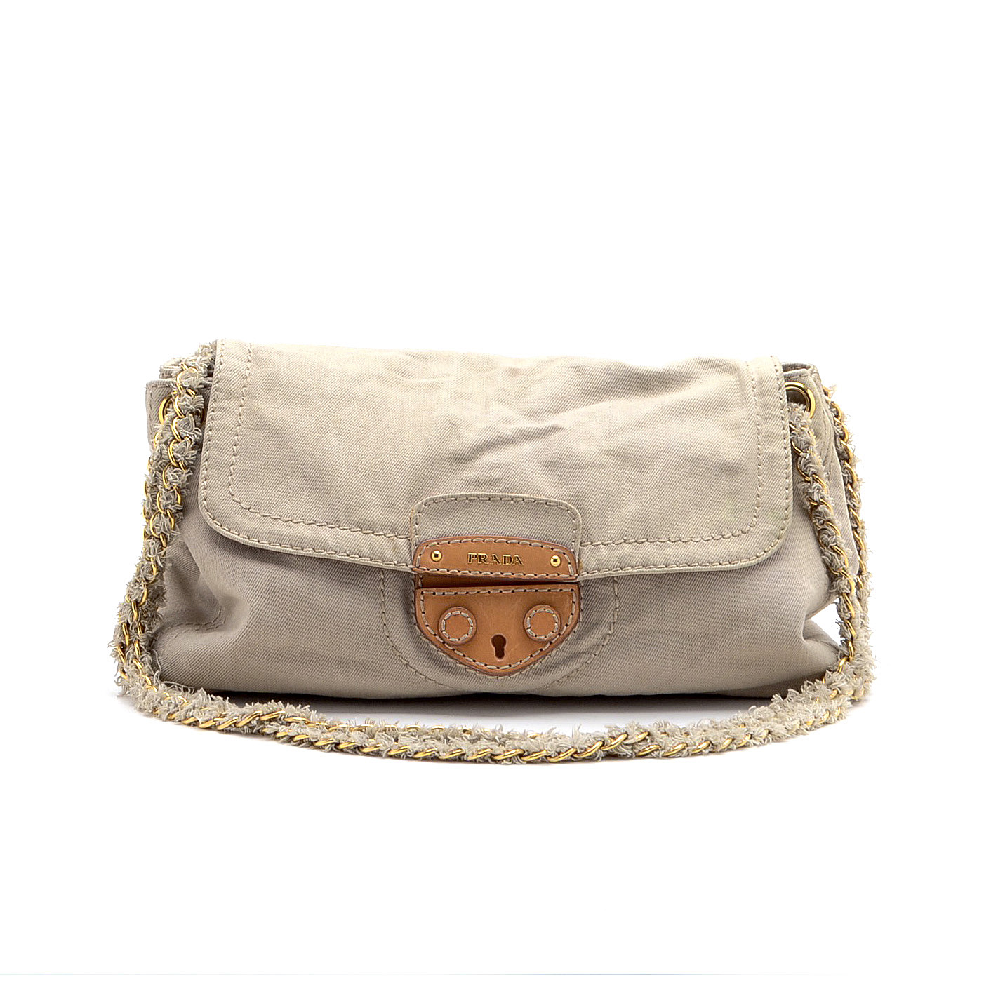 Prada Canvas and Tweed Shoulder Bag