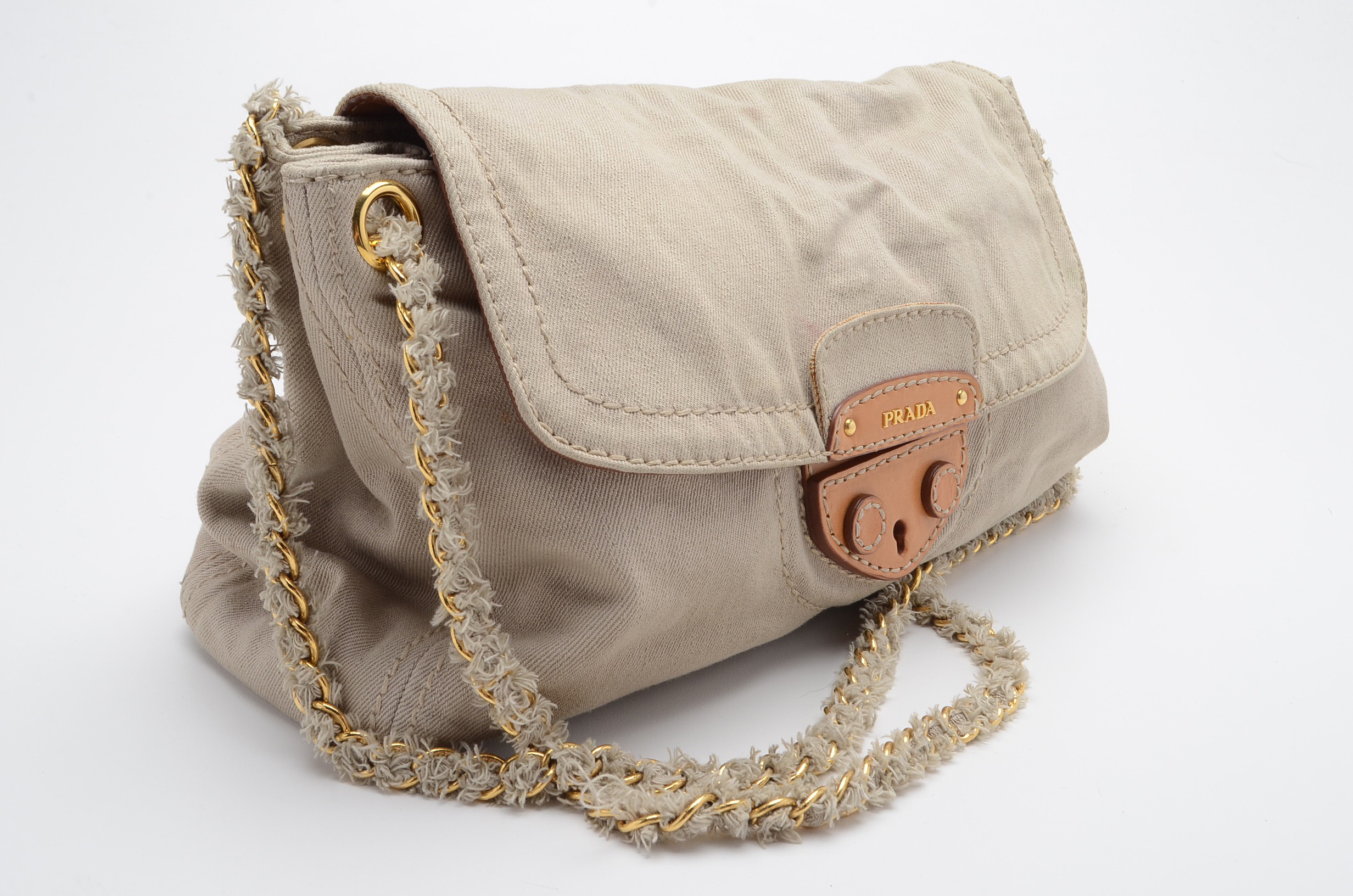 Prada Canvas and Tweed Shoulder Bag