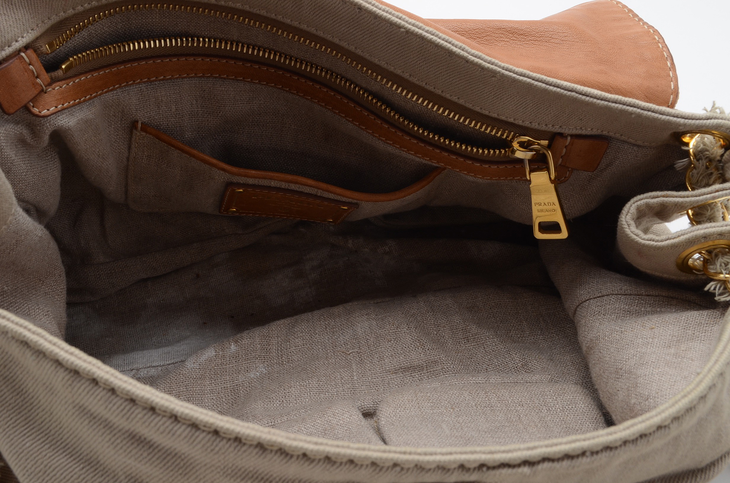 Prada Canvas and Tweed Shoulder Bag