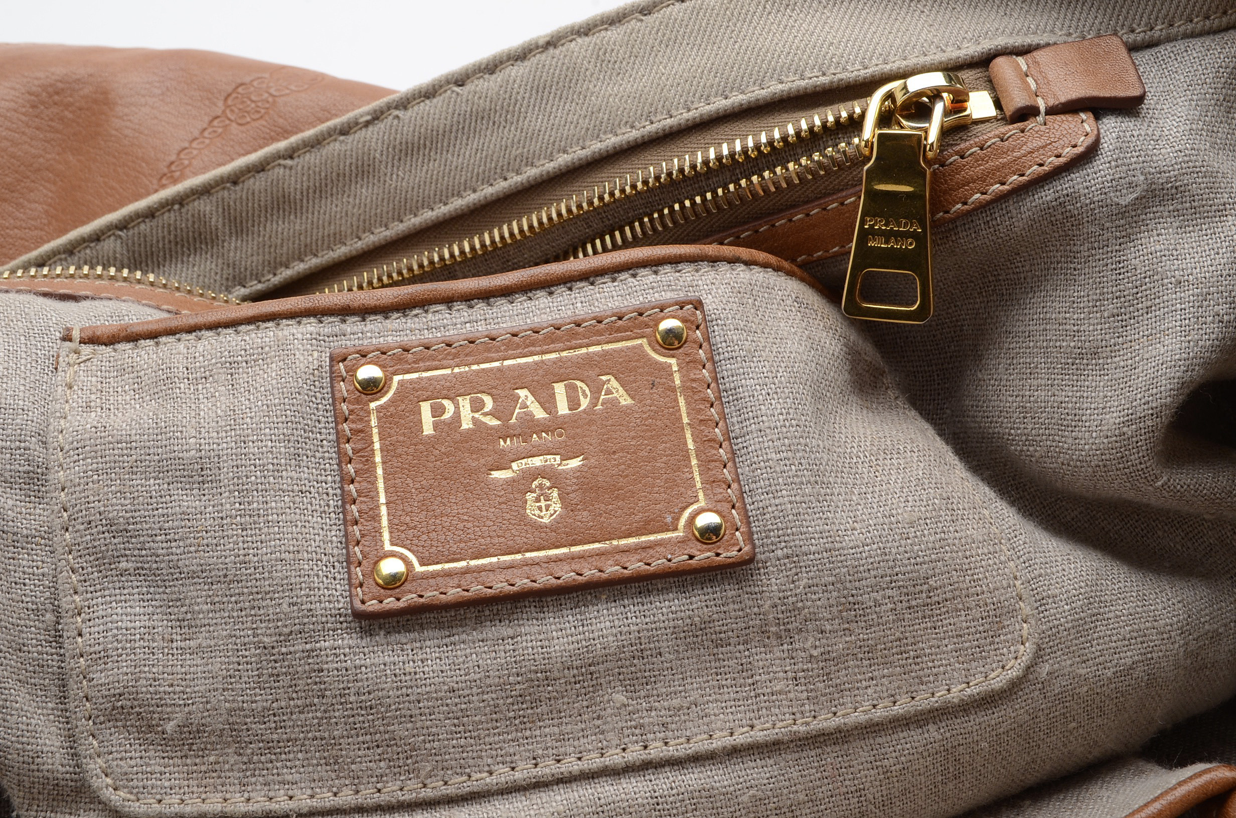 Prada Canvas and Tweed Shoulder Bag