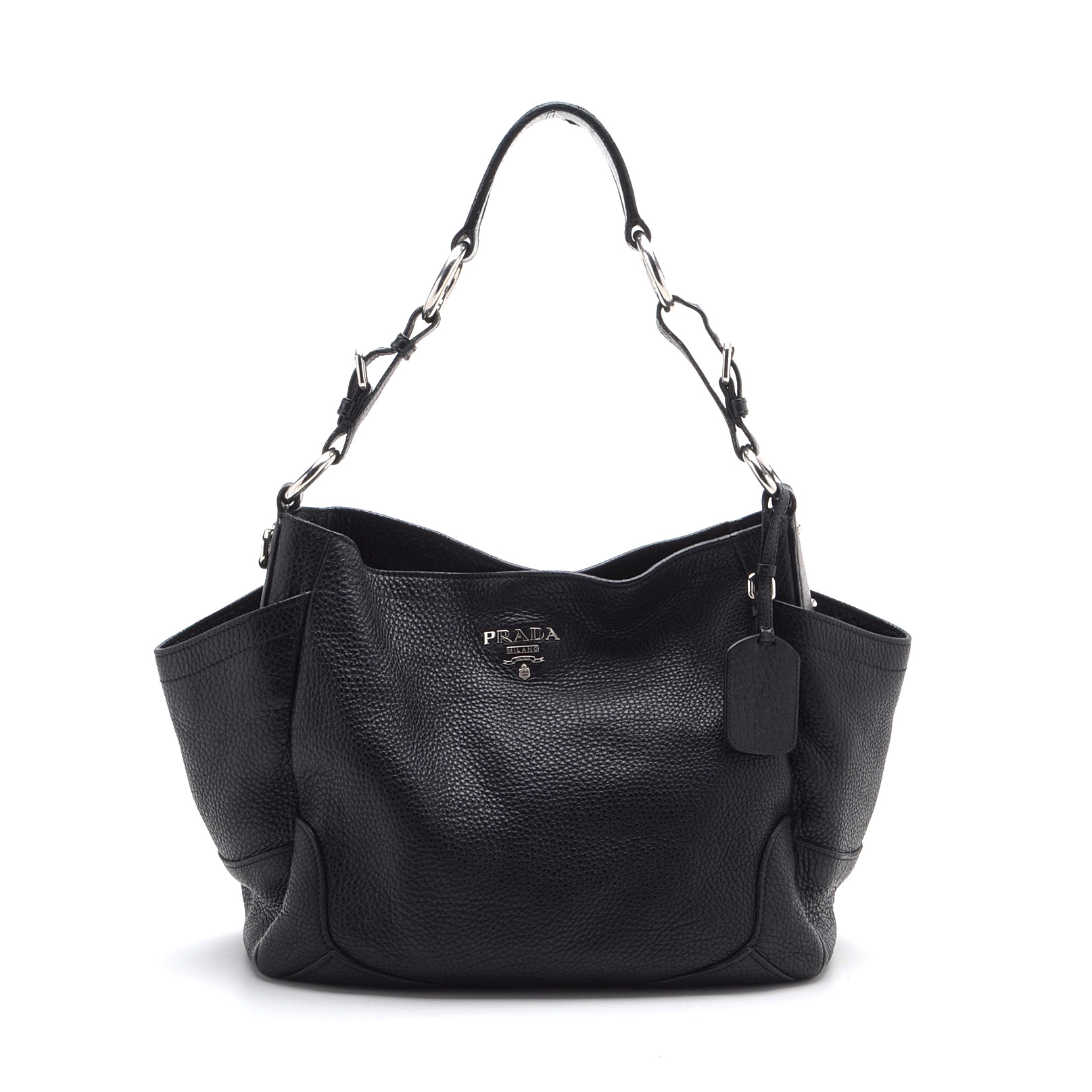 Prada Sacca Vitello Daino Pebbled Leather Shoulder Bag