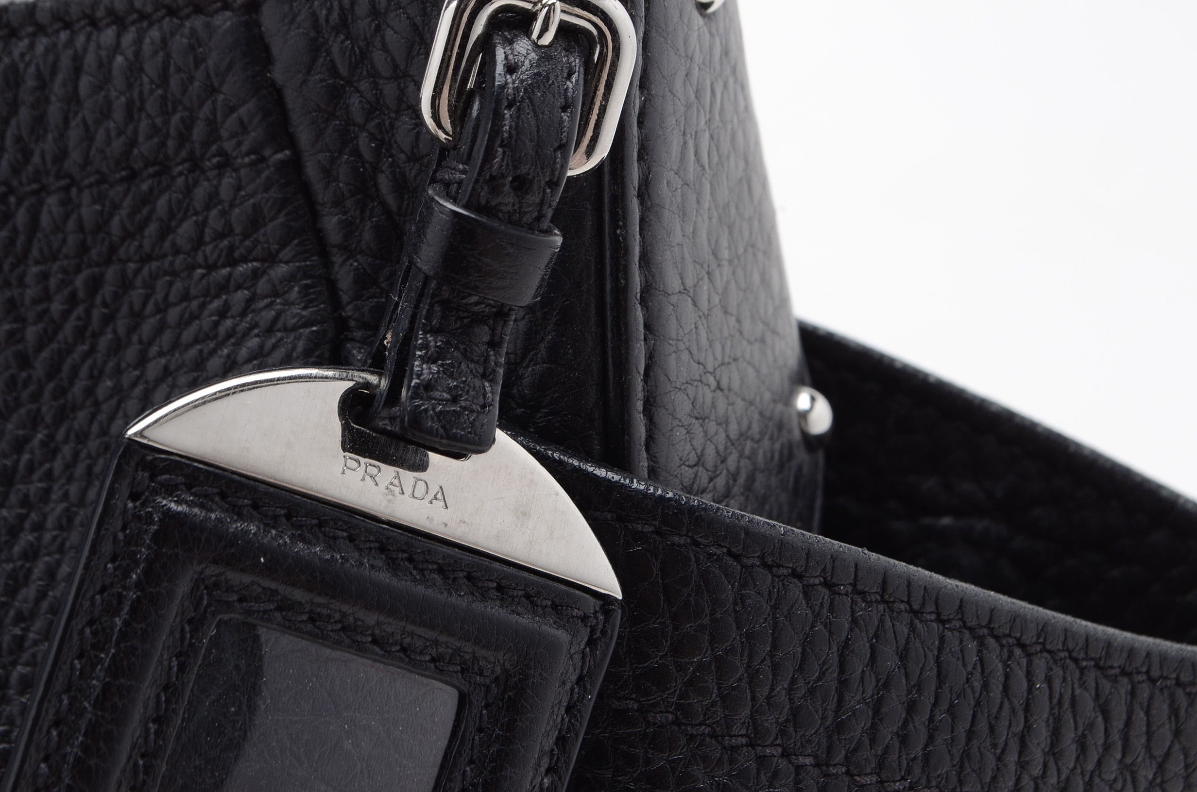 Prada Sacca Vitello Daino Pebbled Leather Shoulder Bag