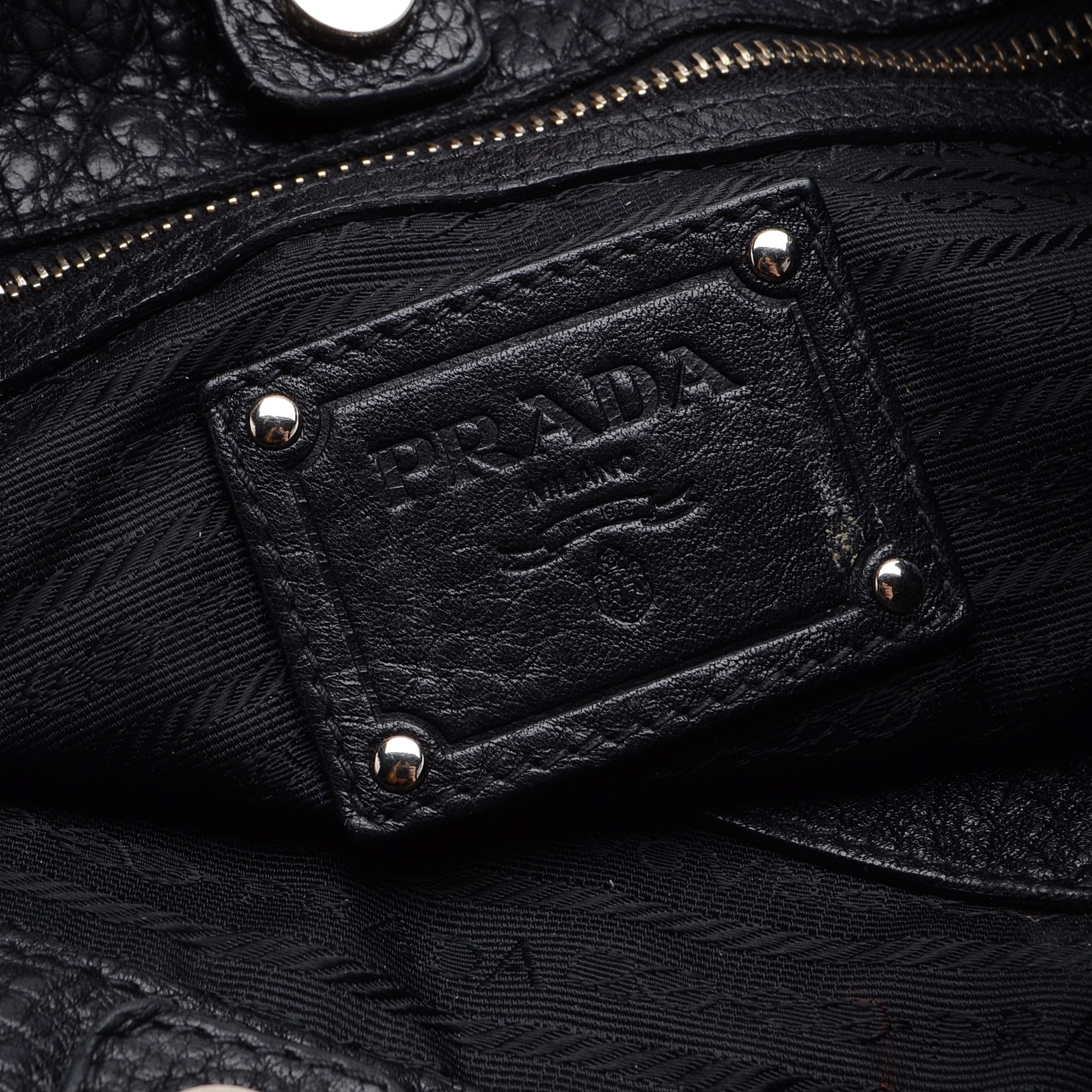 Prada Sacca Vitello Daino Pebbled Leather Shoulder Bag