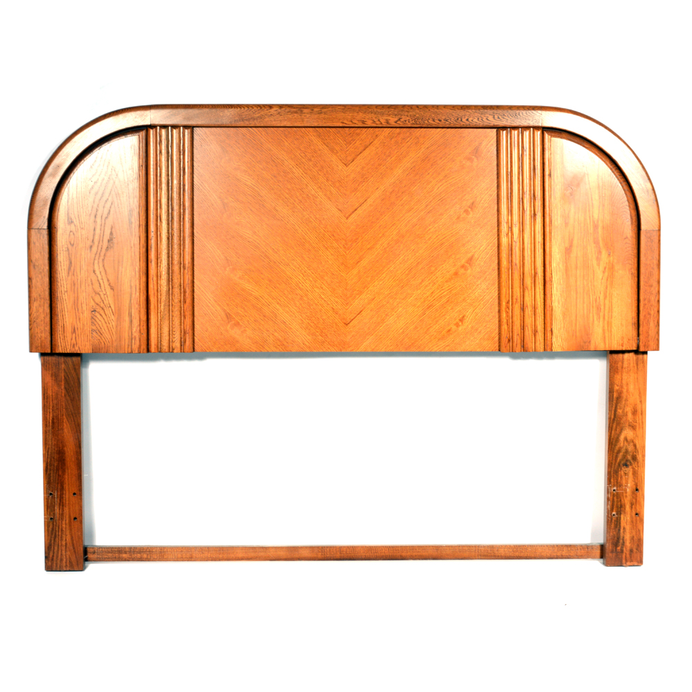 Art Deco Style Queen Size Oak Headboard