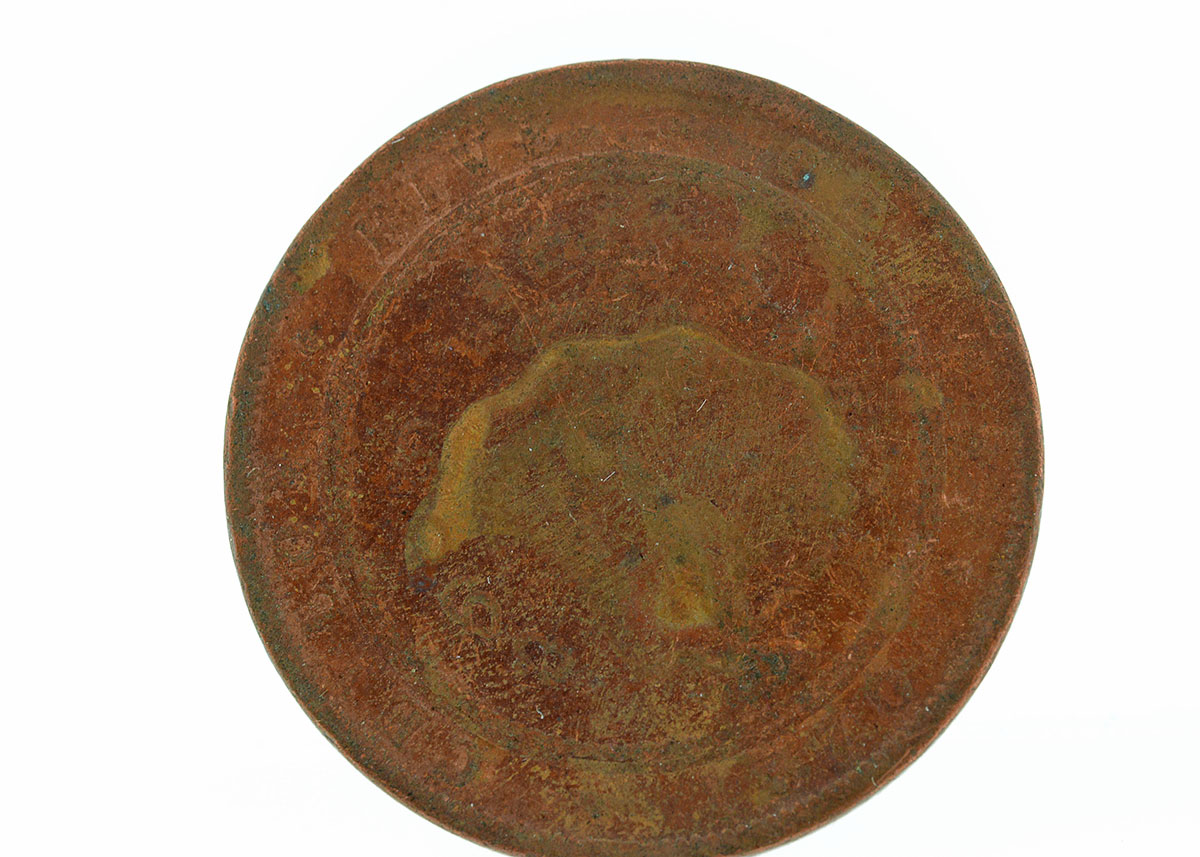 1870 Queen Victoria British Bronze Bun Head Penny