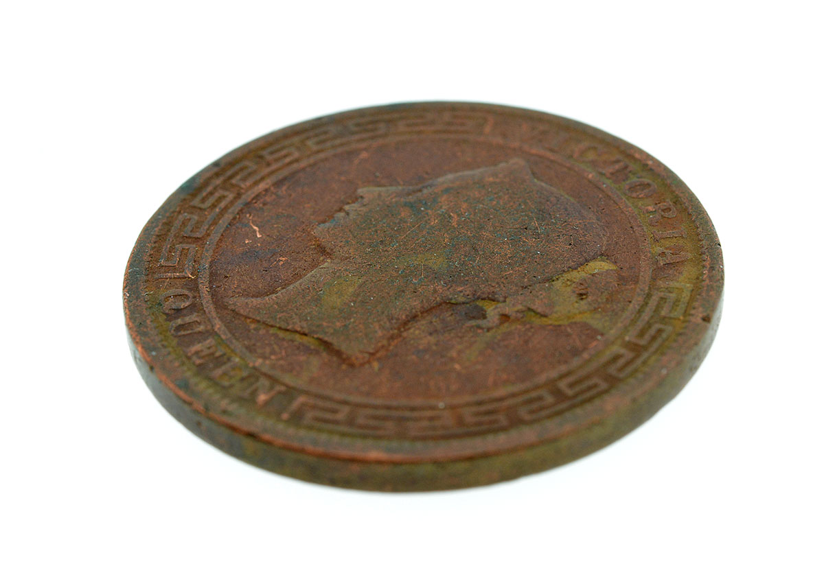1870 Queen Victoria British Bronze Bun Head Penny