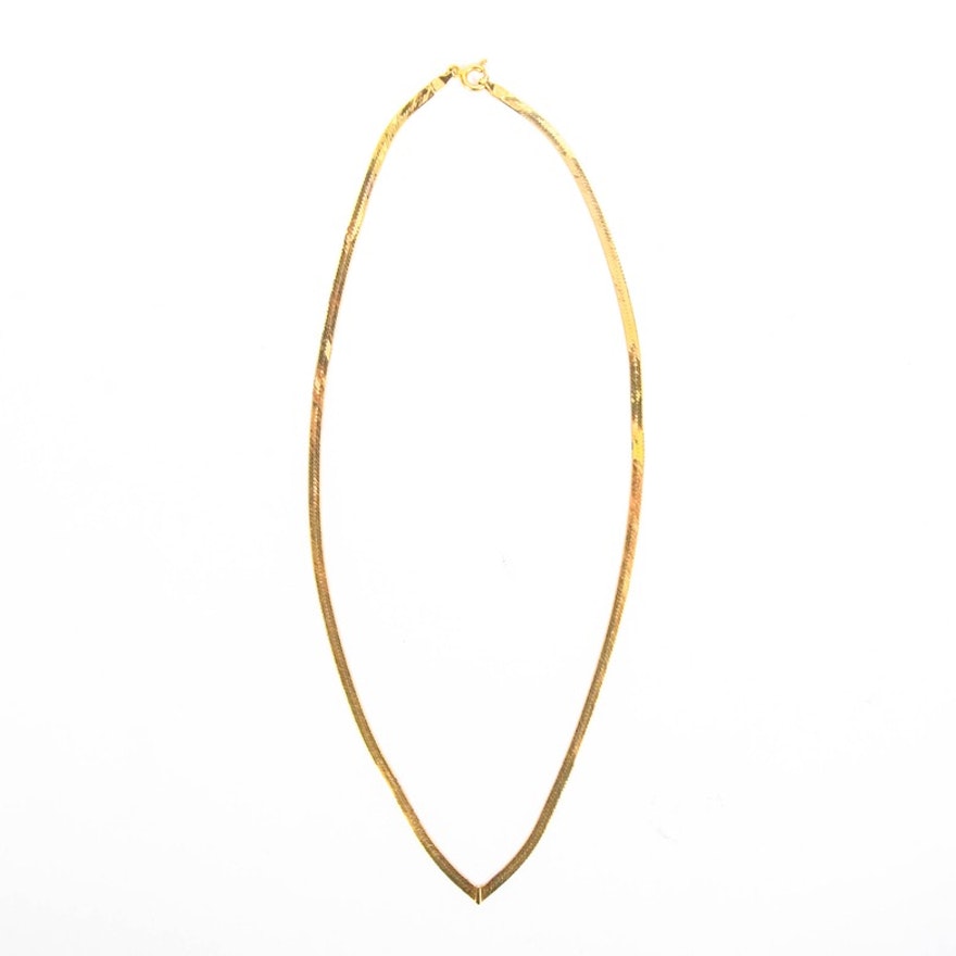 Italian 14K Yellow Gold Herringbone Necklace