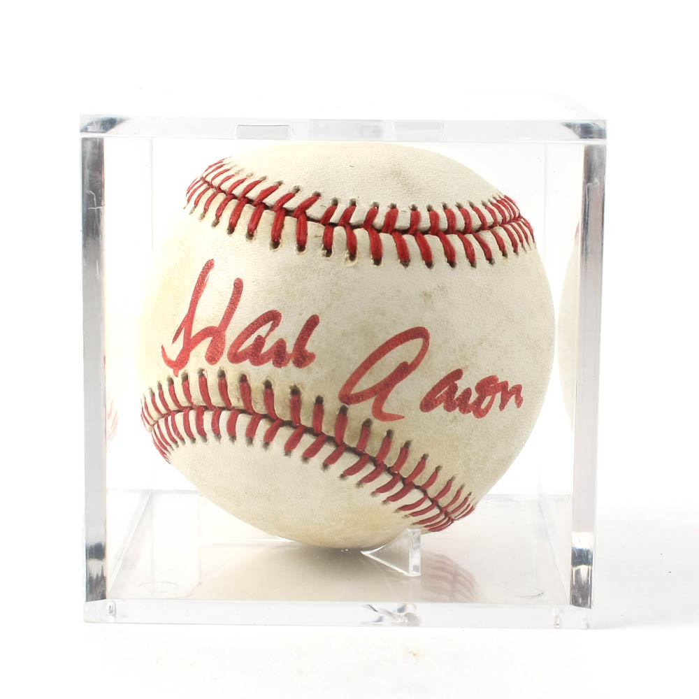 Signed Hank Aaron Official American League Baseball