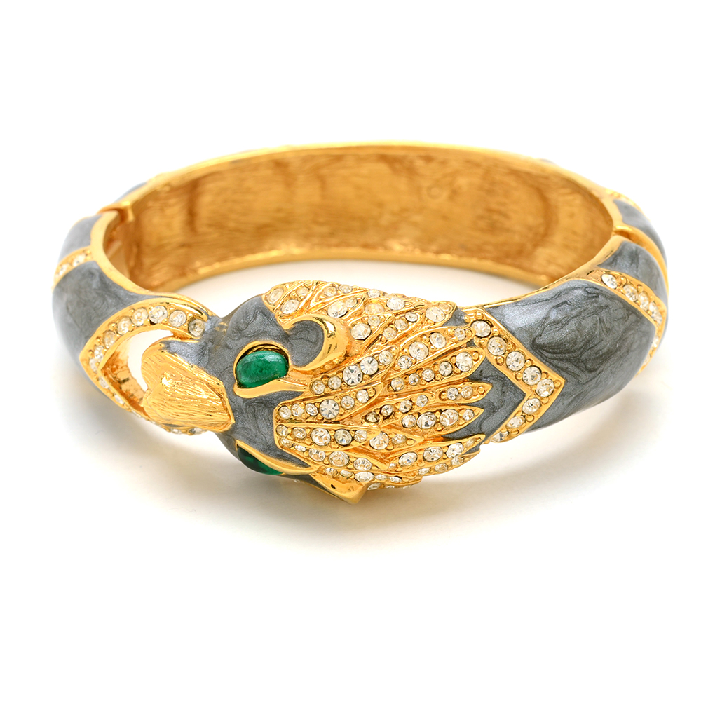 Kenneth Lane Style Enameled Designer Costume Tiger Bracelet