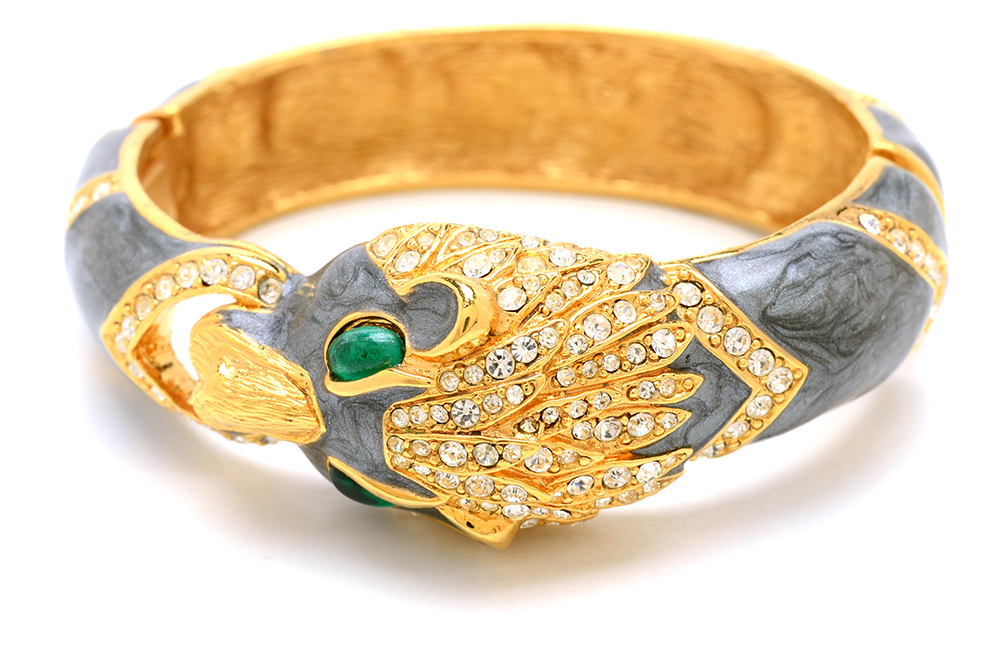 Kenneth Lane Style Enameled Designer Costume Tiger Bracelet