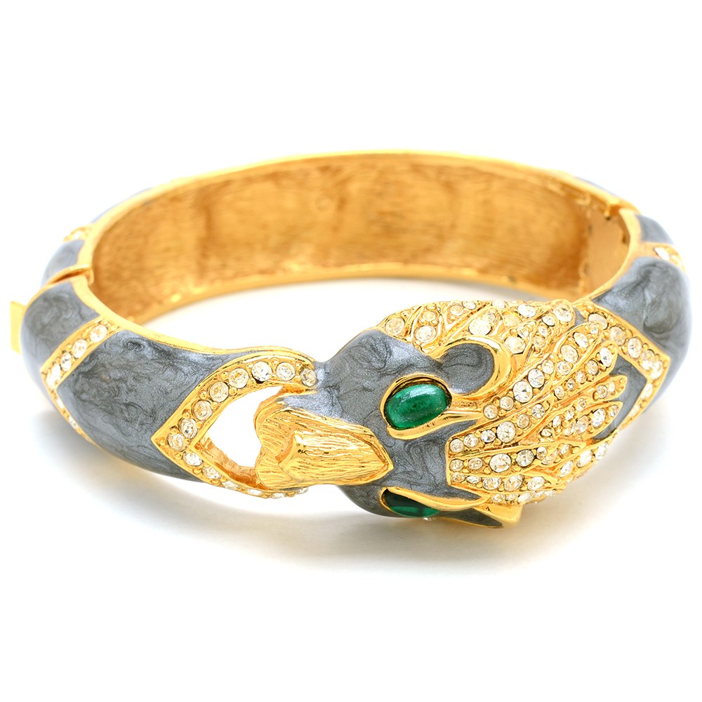 Kenneth Lane Style Enameled Designer Costume Tiger Bracelet