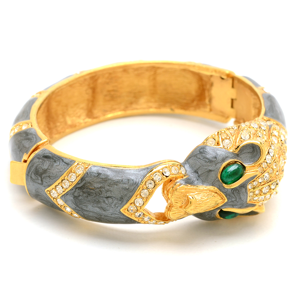 Kenneth Lane Style Enameled Designer Costume Tiger Bracelet