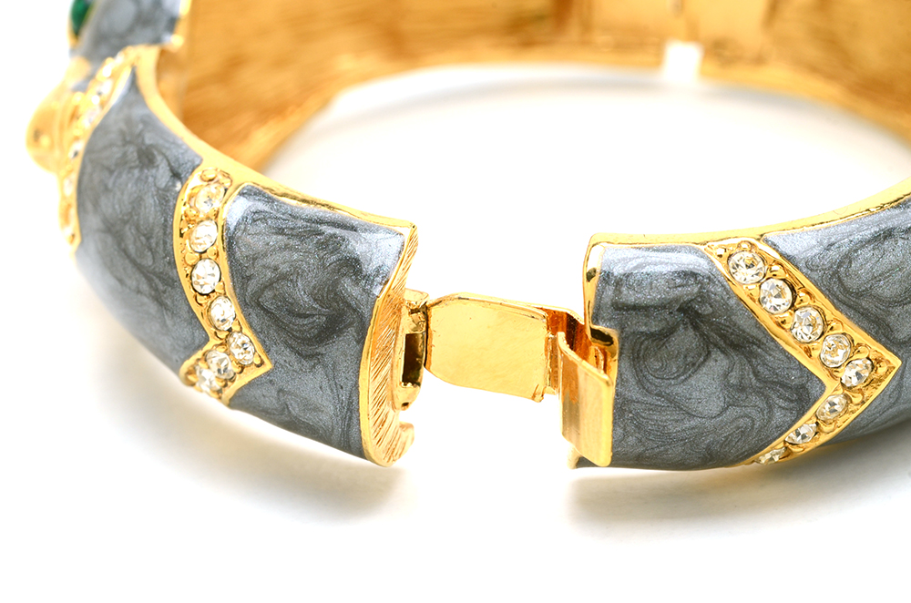 Kenneth Lane Style Enameled Designer Costume Tiger Bracelet