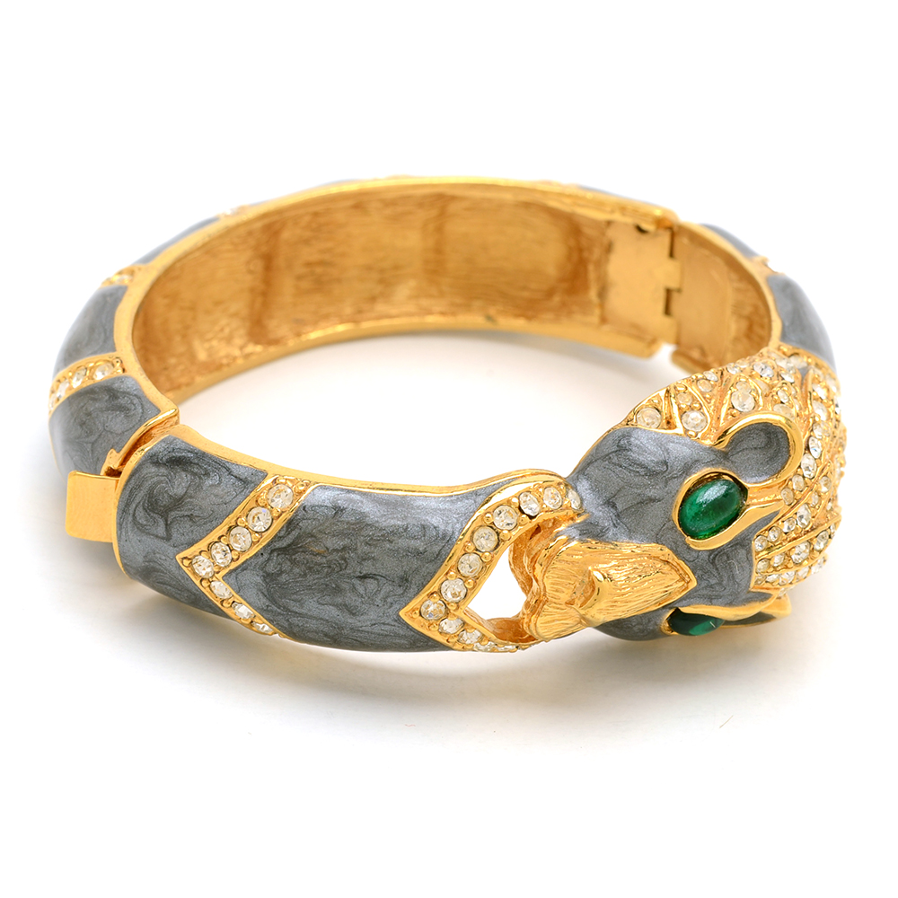 Kenneth Lane Style Enameled Designer Costume Tiger Bracelet