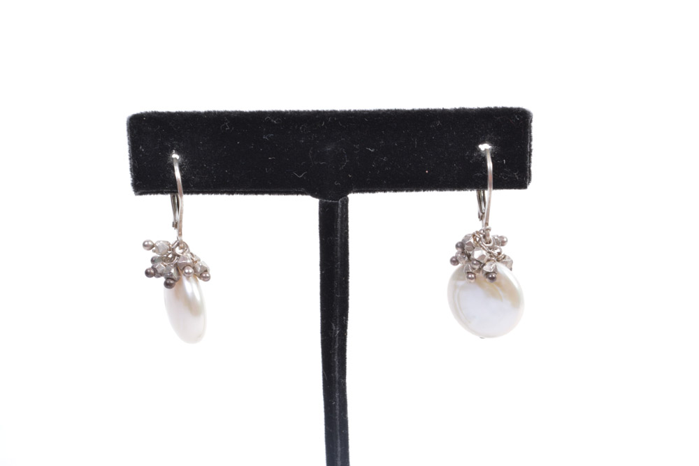 Sterling Silver Bracelet and Earrings With Fresh Water Pearls