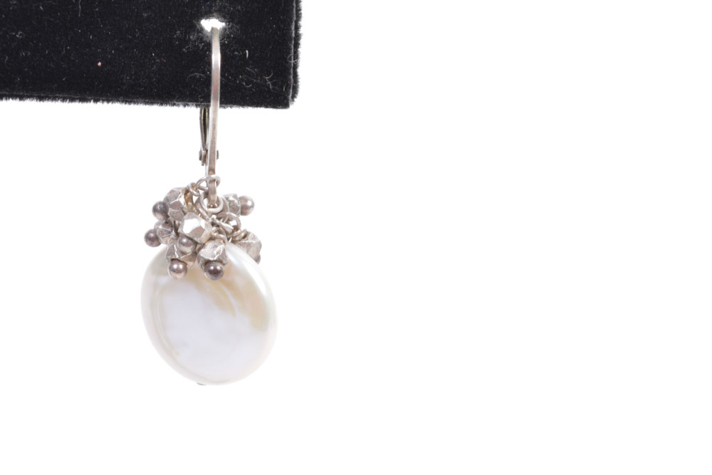 Sterling Silver Bracelet and Earrings With Fresh Water Pearls