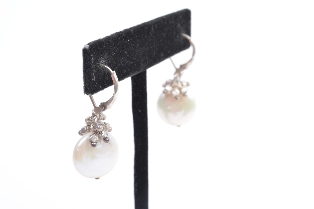 Sterling Silver Bracelet and Earrings With Fresh Water Pearls