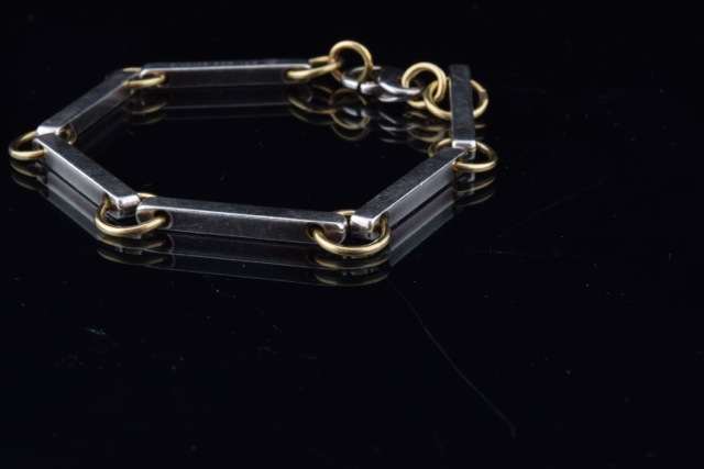 Dennis Meade 14K Yellow Gold and Sterling Silver Bracelet