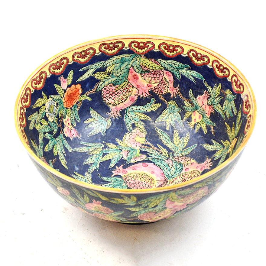 Vintage Chinese Stoneware Painted Bowl