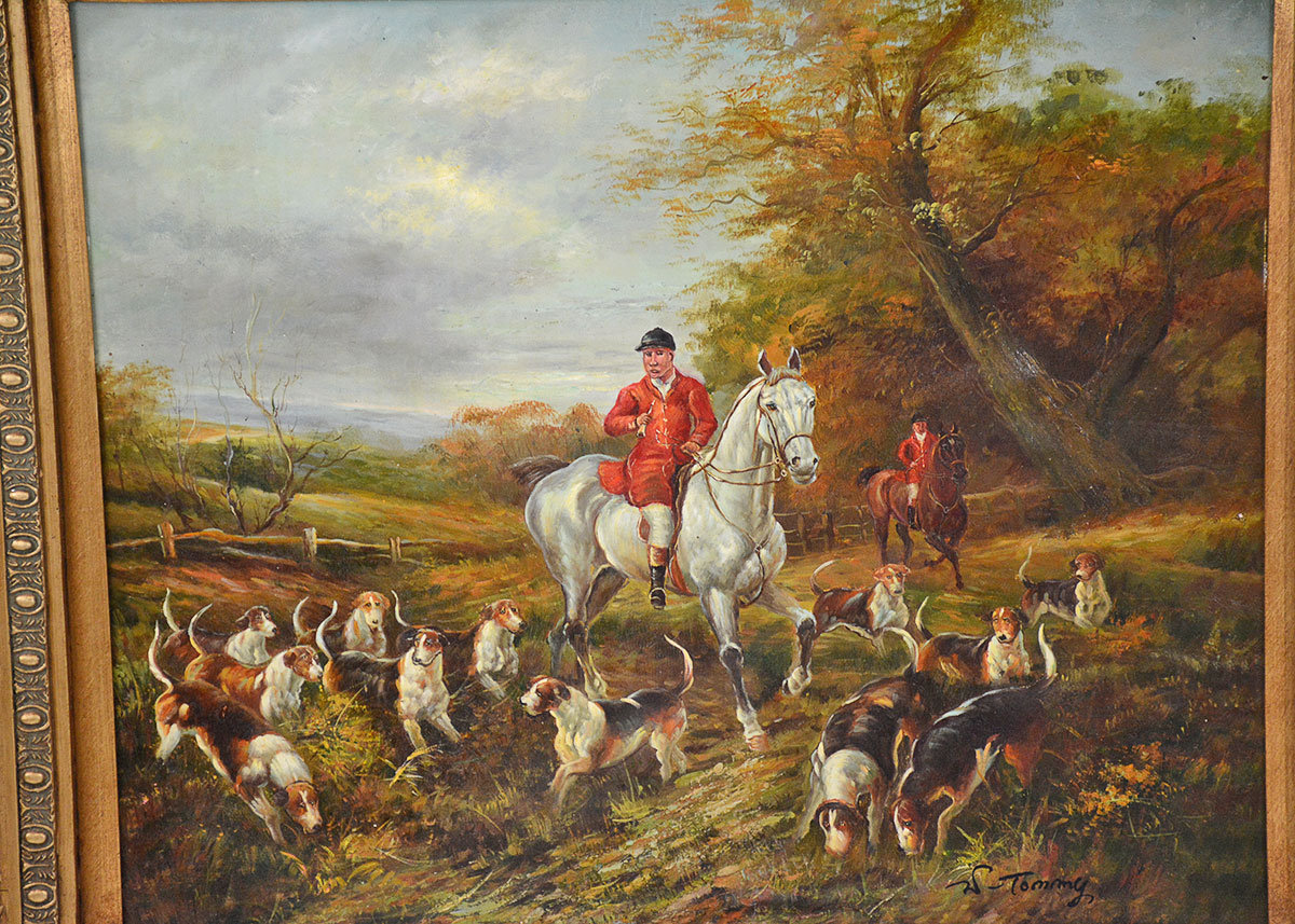 Oil Painting of British Fox Hunt