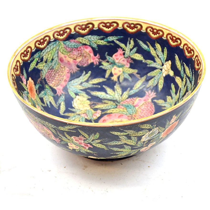 Vintage Chinese Stoneware Painted Bowl