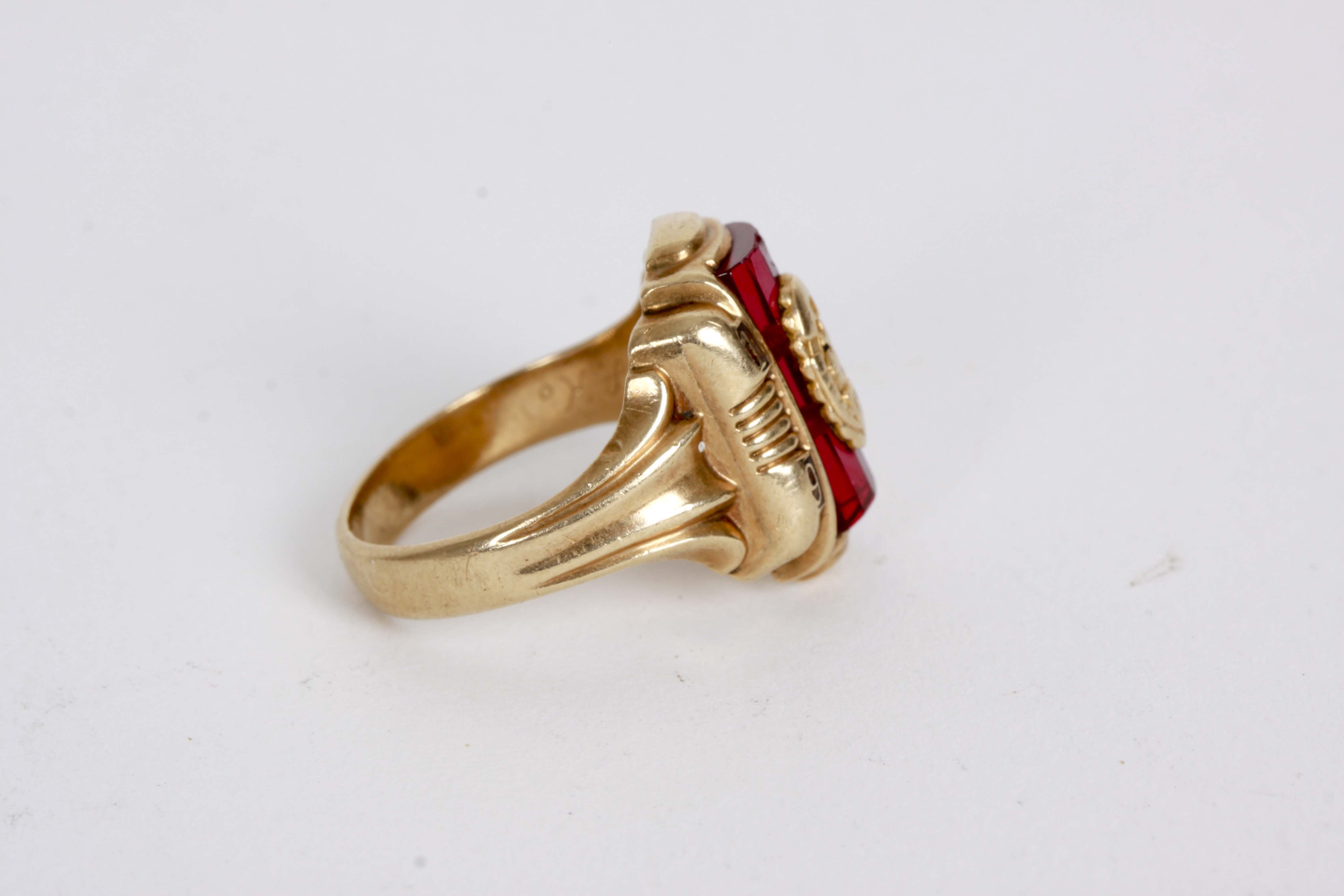 10K Yellow Gold Synthetic Ruby Class Ring