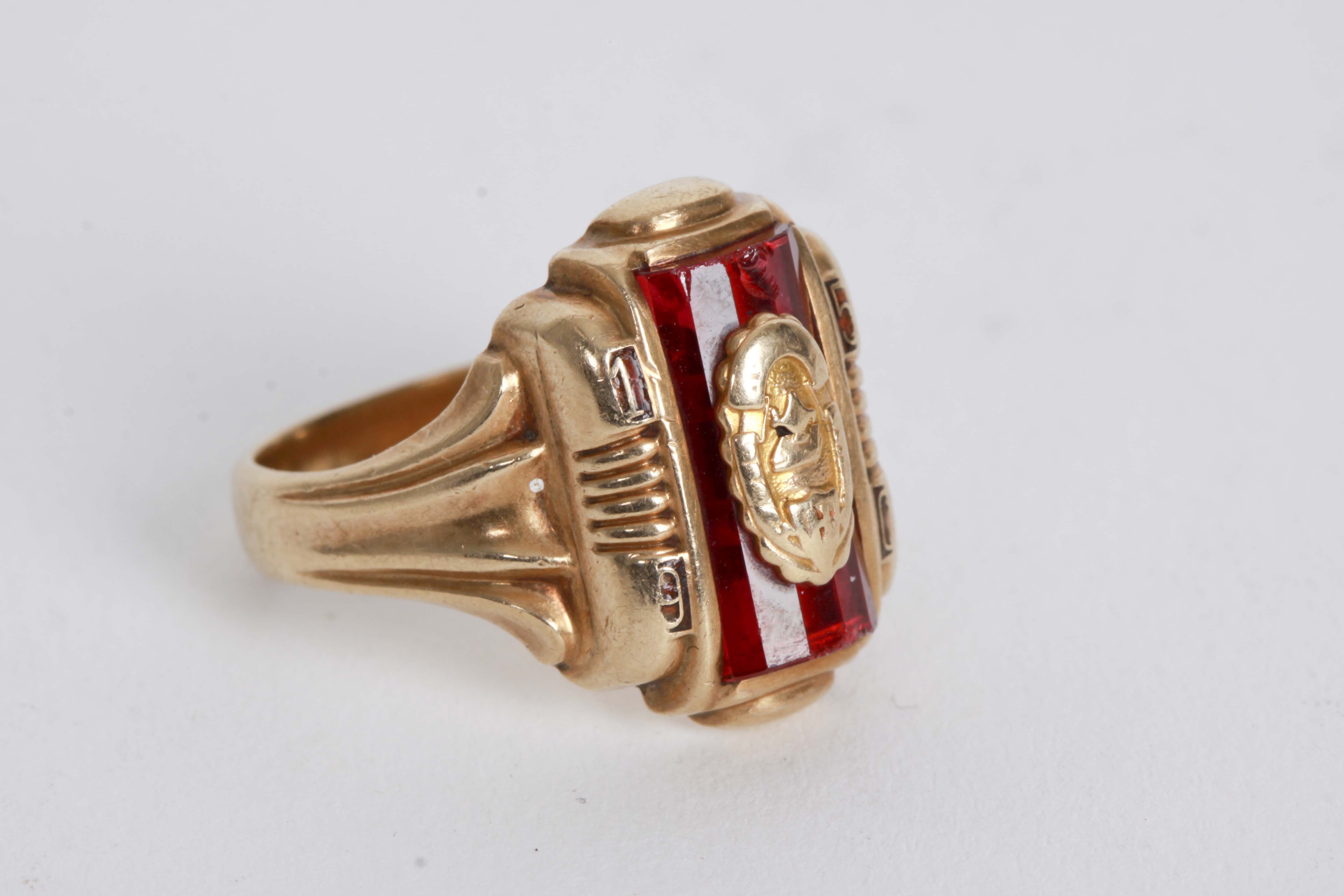 10K Yellow Gold Synthetic Ruby Class Ring