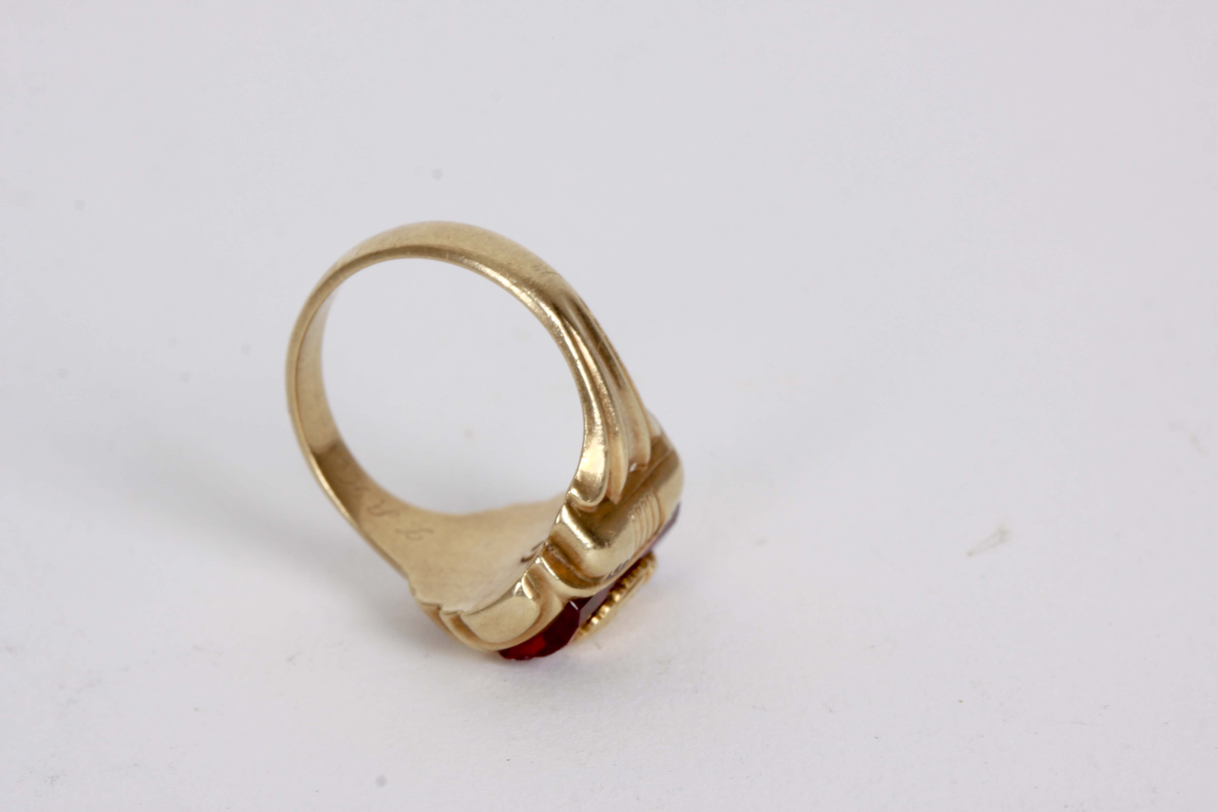 10K Yellow Gold Synthetic Ruby Class Ring