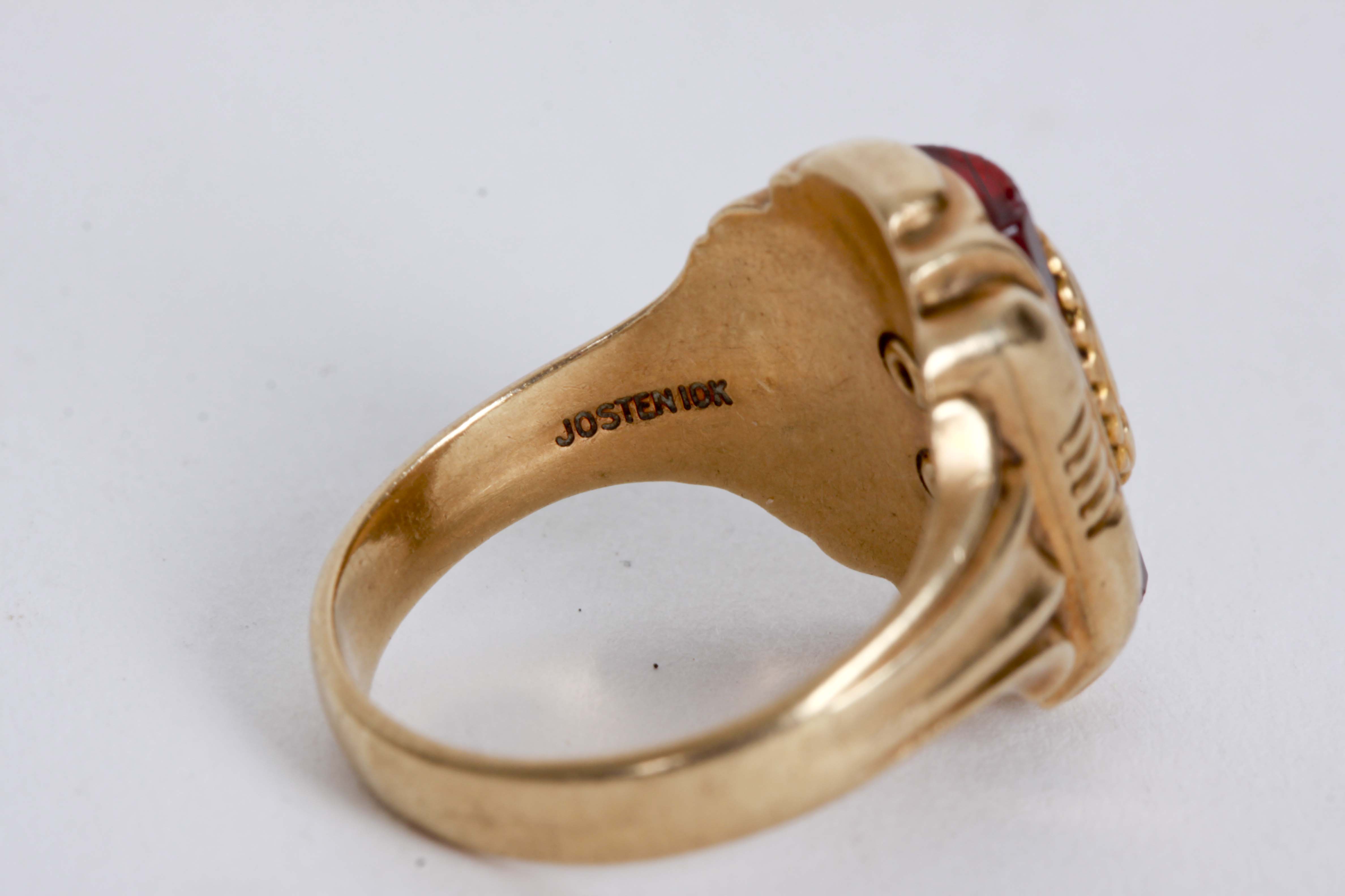 10K Yellow Gold Synthetic Ruby Class Ring
